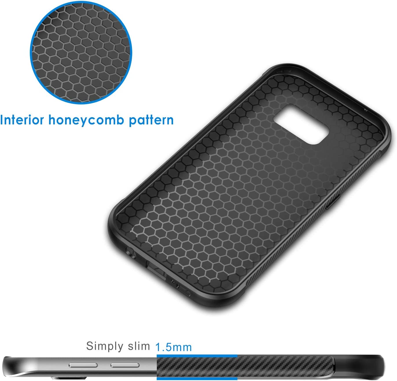 Jetech Slim Fit Case for Samsung Galaxy S7 5.1-Inch, Thin Phone Cover with Shock-Absorption and Carbon Fiber Design (Black) image number 1