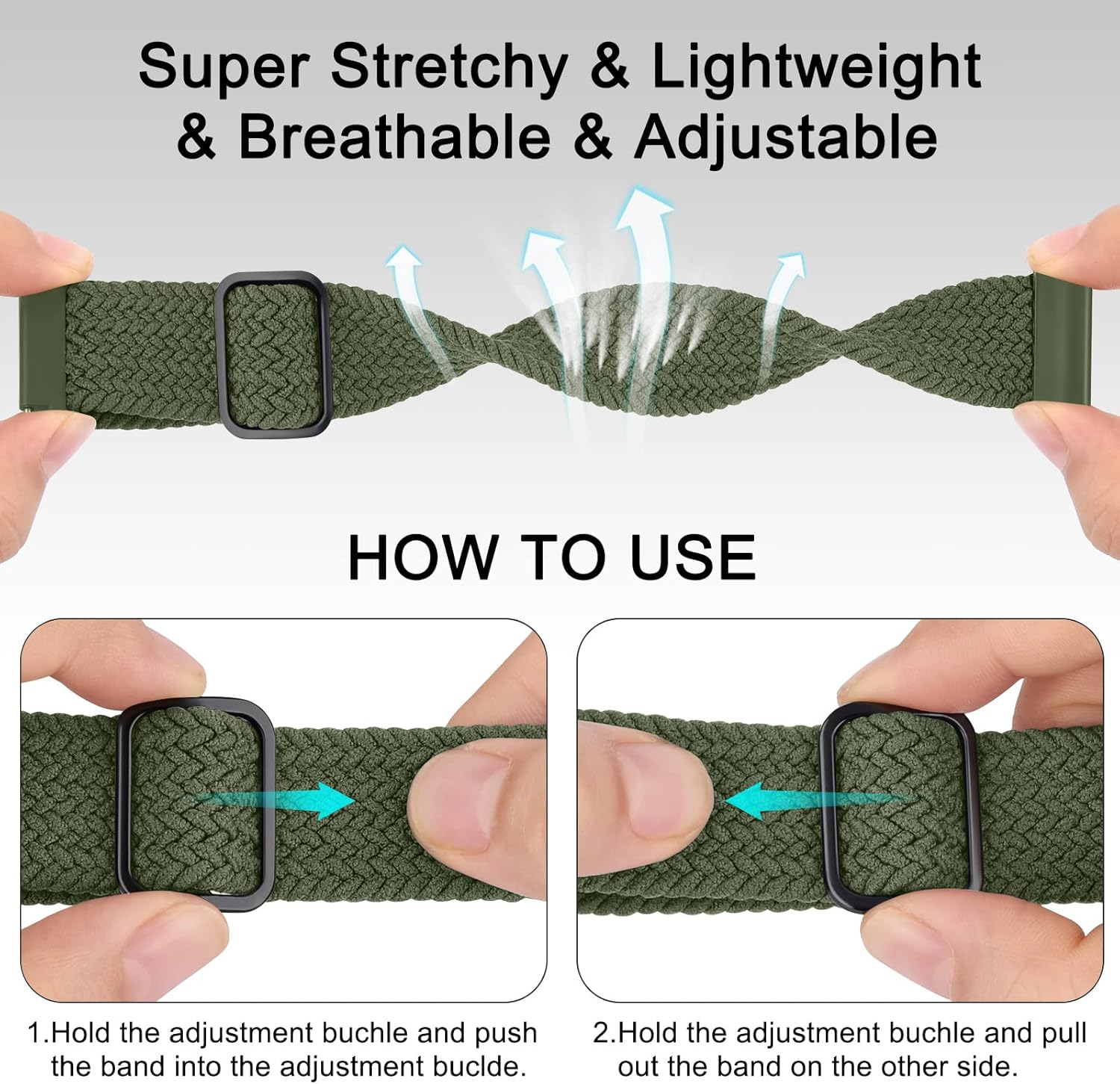 Elastic Solo Loop Bands Quick Release 20Mm 22Mm for Men Women, Soft Adjustable Stretchy Braided Sport Replacement Straps for Smart Watch Sport Watch