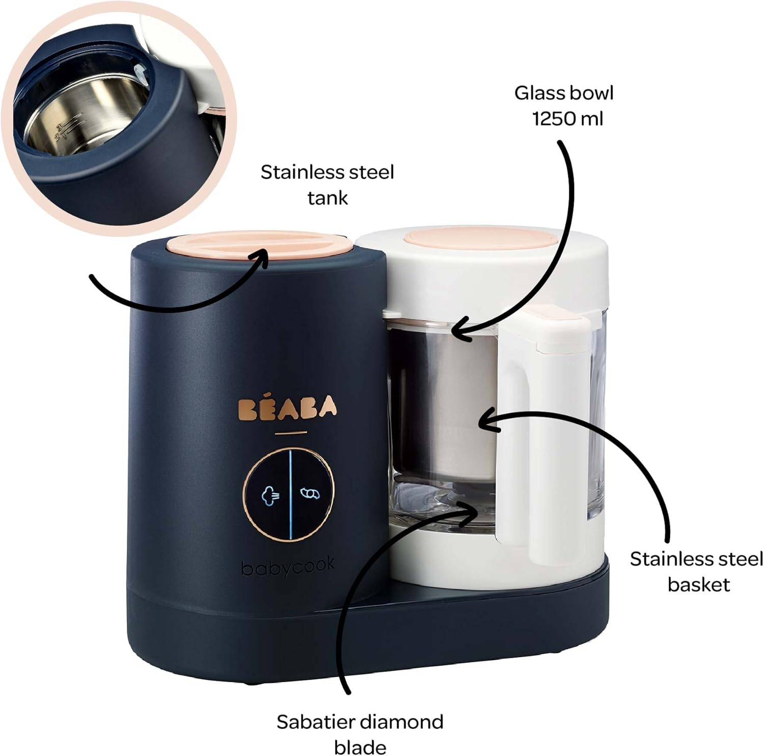 B&Eacute;ABA Babycook Neo, Night Blue - White image number 5