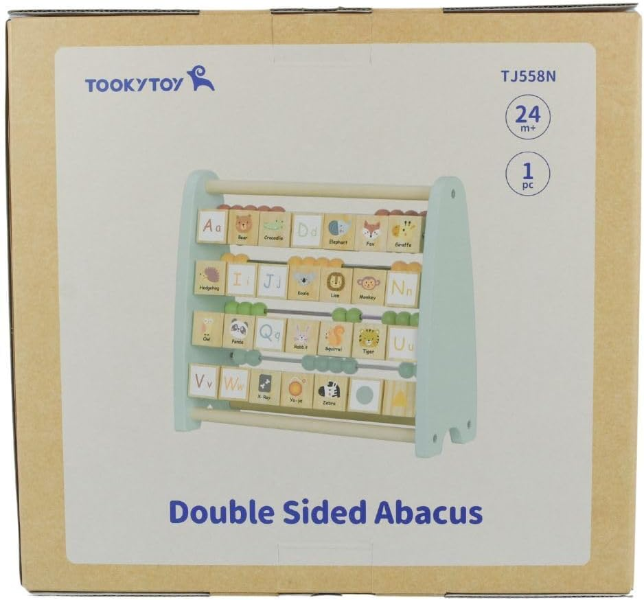 Tooky Toy TJ558N My Forest Friends Double Sided Abacus: Beads and Alphabet with Pictures Abacus for Toddlers and Children for Ages 2+ image number 3