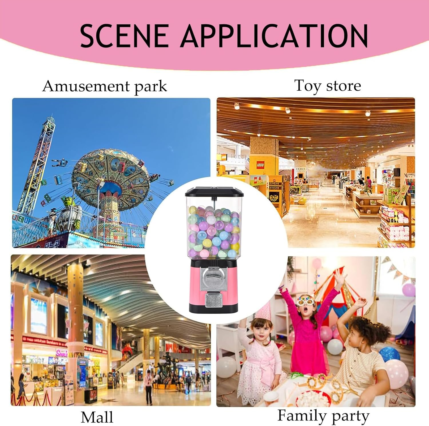 Capsules Vending Machine, Candy Gumball Vending Machine with 200 Balls, Toy Balls Dispenser for Gadgets, Capsules Bouncy Ball Dispenser for Game Retail Stores,Black-Capsuleshell image number 4