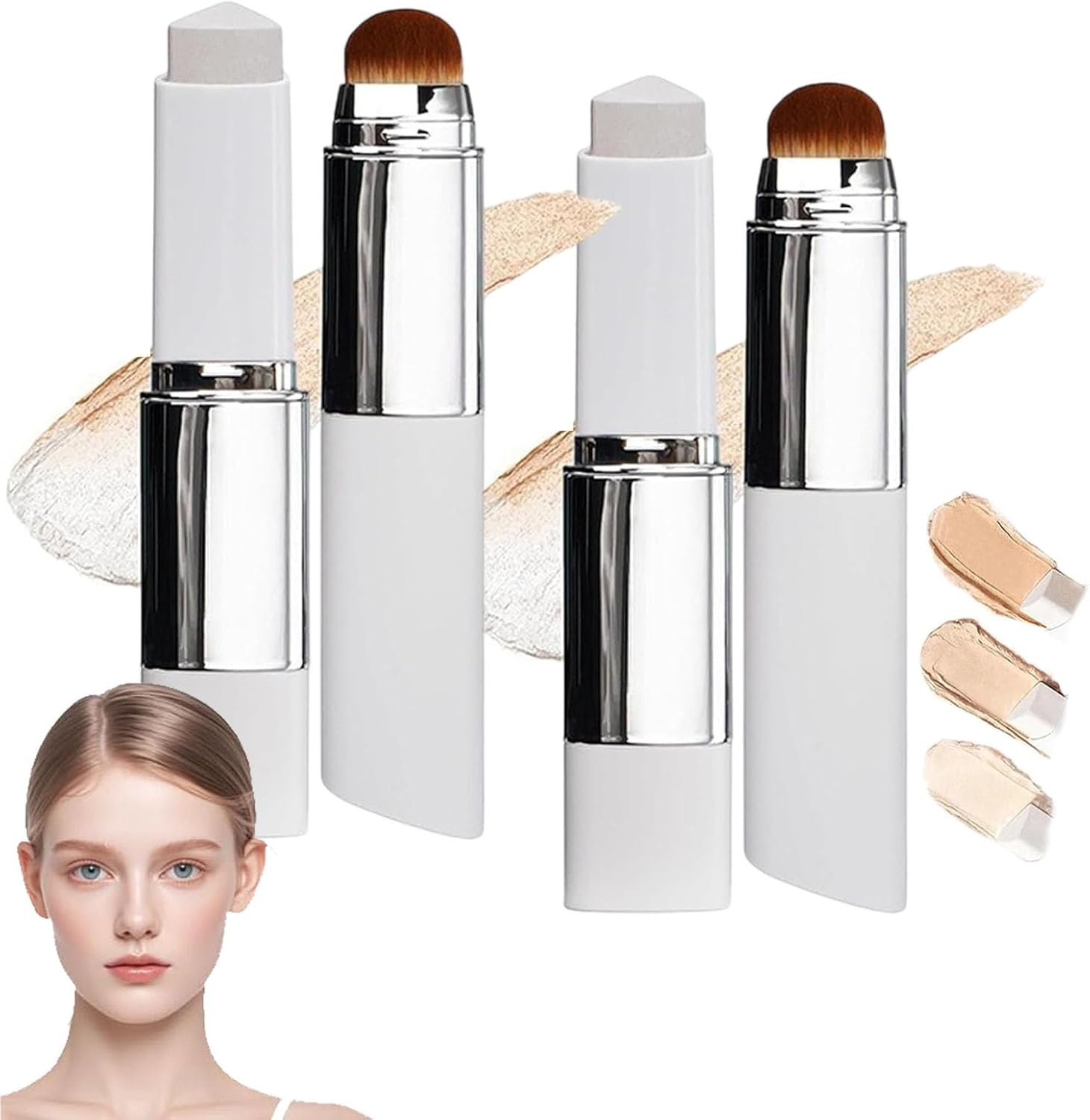 Chartming Color Changing Foundation Stick, 2-In-1 Foundation Stick, Medium Coverage Makeup, Cover Cream Stick V White Korean Found/At, Waterproof Long-Lasting Sweatproof for Natural Makeup (Natural*1)