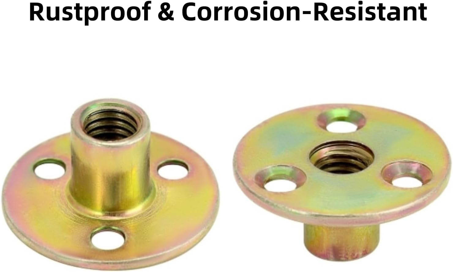 Luojinluoda 4 Sets Metric M8 Furniture Leg Hardware Kits with 3 Holes Mounting Plates, T-Shaped Nuts for Sofa Cabinet Chair Couch Seats, Heavy Duty Furniture Leg Brackets image number 3