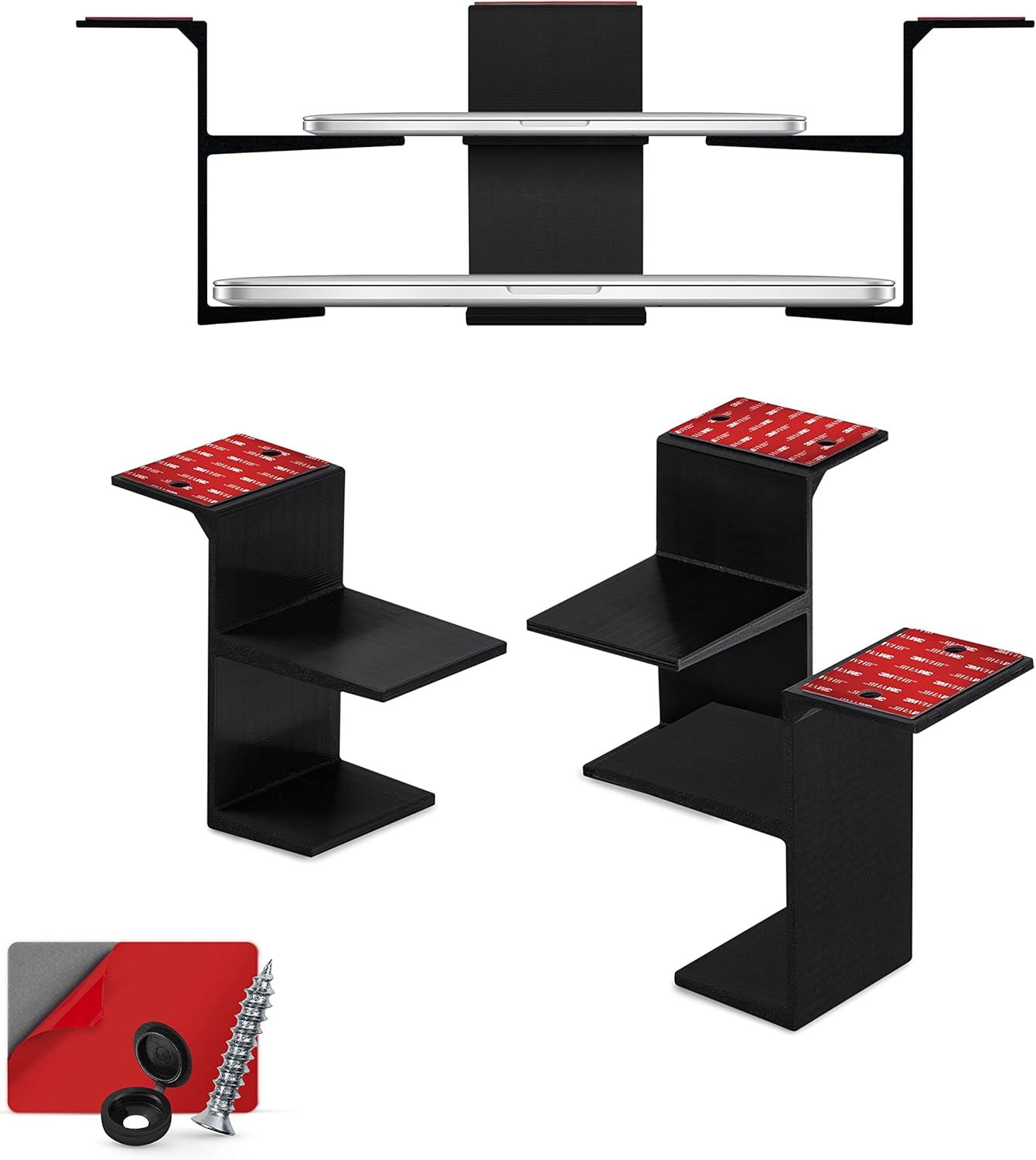 3&rdquo; Metal under Desk Laptop, Cable Box & Router Holder Mount, Adhesive & Screw In, Holds Upto 3" Devices like Small Computers, Macbook, Surface, Keyboard, Network Switch, Modems & More