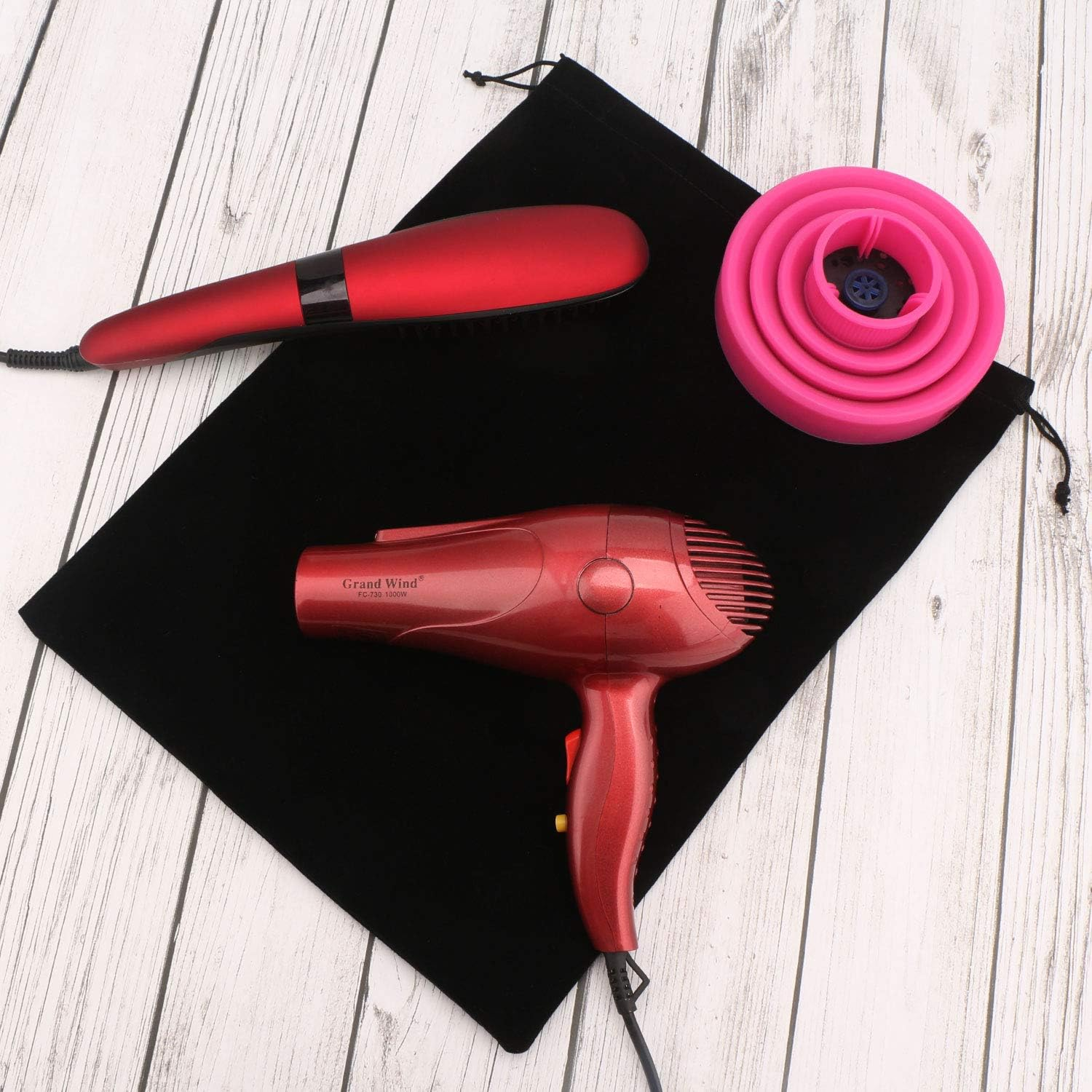 Segbeauty Satin Liner Storage Bag Drawstring Velvet Pouch 11.8X15.7 Inch Black Gym Bag Garment Organizer for Diffuser, Straighteners, Clothes image number 2