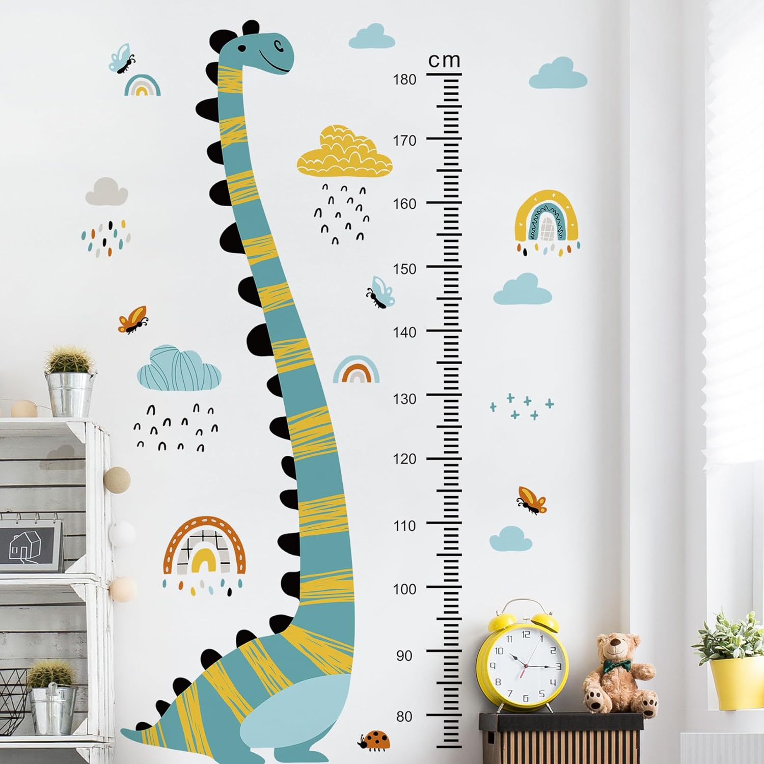 Jungle Animals Height Chart Sticker for Kids Height Measurement Growth Chart Wall Decals Cartoon Animals Giraffe Elephant Height Measurement Ruler Wall Decor for Kids Classroom Decor (Dinosaur) image number 5