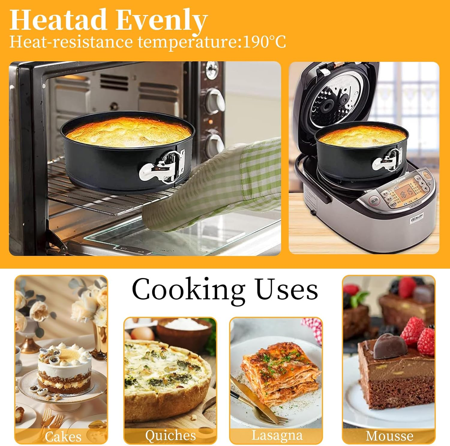 3Pcs 7/8/9 Inch Springform Cake Pan Set with Removable Base Bottom round Nonstick Cake Baking Tin Set Leakproof Cheesecake Baking Pan Bakeware Cakes Shaped Baking Pan Set Tier Wedding Cakes Pans image number 5