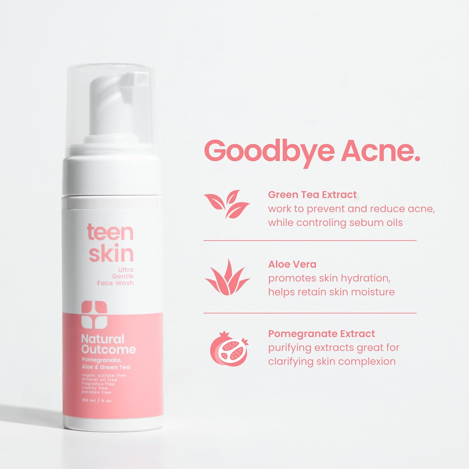 Natural Outcome Teen Skin Ultra Gentle Kids Face Wash | Daily Soothing Kid Facial Wash | Natural Non-Toxic Ingredients | for Teens, Preteens & Kids Looking to Prevent Acne | Fragrance Free | 5 Oz image number 4