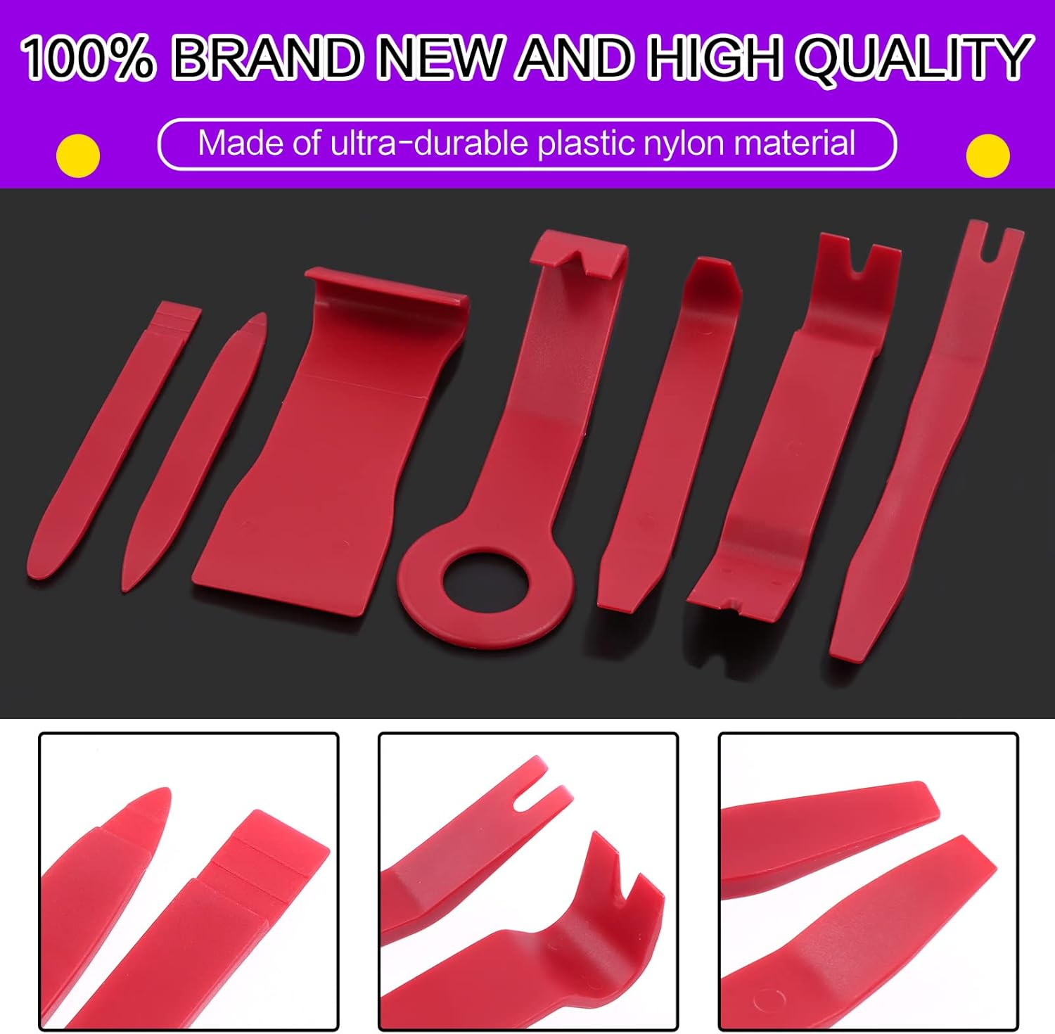 Swpeet 8Pcs 8 Auto Trim Removal Tool Kit with Fastener Remover Assortment Kit, No-Scratch Pry Tool Kit Interior Door Panel Clip Fastener Removal for Car Vehicle Dash Audio Installer image number 4