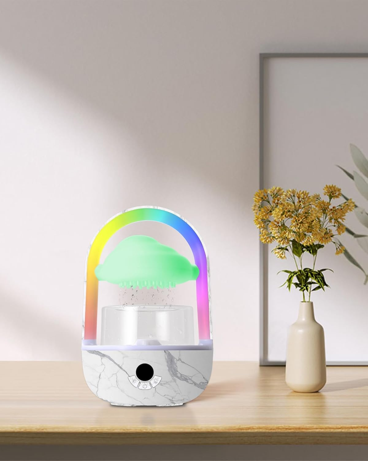 Aromatherapy Essential Oil Diffuser Rainbow Rain Cloud Humidifier Water Drip Mushroom Diffuser with Running Lights Rain Sounds for Sleeping-Aromatherapy Fountain&Night Light (Rain Cloud)