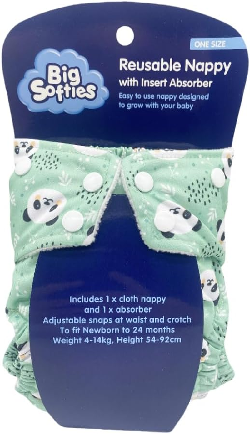 Big Softies Reusable Nappy with Insert Absorber-Panda image number 2