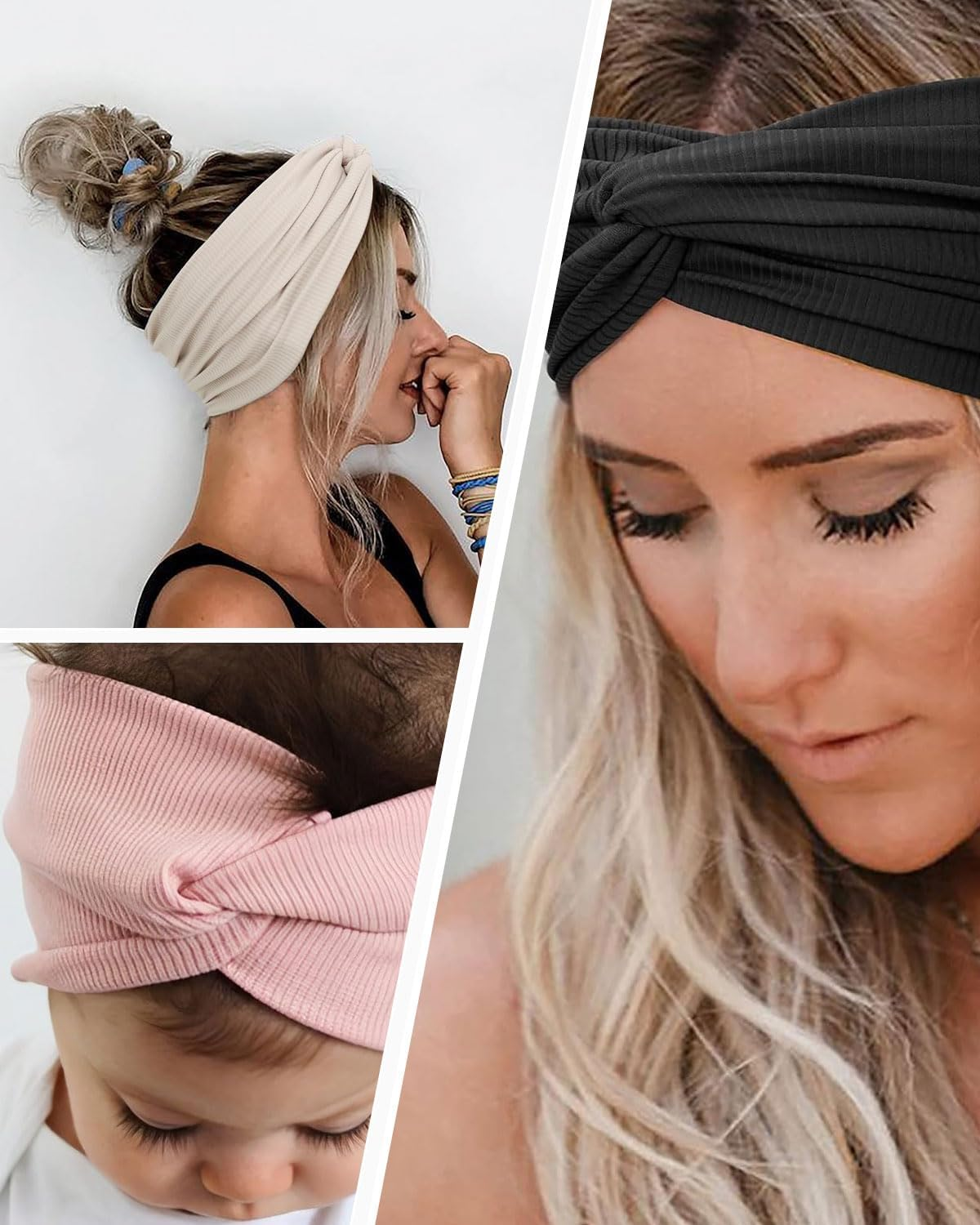 MYGLOAR Women'S Headbands, Non-Slip, Sports, Women'S Elastic Hair Bands, Girls Twist Headbands, Headbands, Elastic Headbands, Hair Bobbles Made of Cotton for Autumn and Winter image number 4