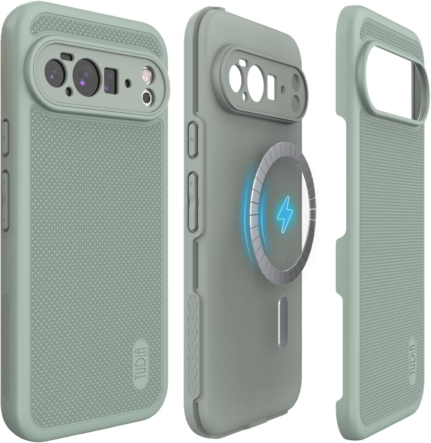 TUDIA Mergegrip [Military Grade] Designed for Google Pixel 10 Pro XL Case (2025), [Drop Tested] Dual-Layer Shockproof Slim Non-Slip Heavy Duty Protective Phone Cases (Green Lily, Basic)