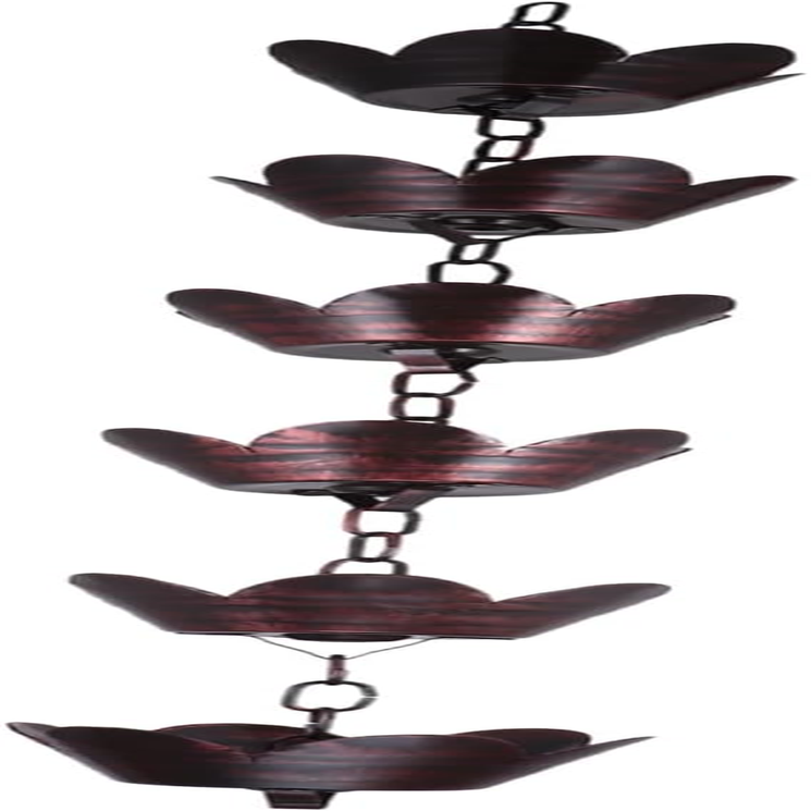 Metal Rain Chain for Gutter Downspouts 1M Decorative Aluminum Rain Chain Modern Garden Accessory Versatile Outdoor Water Feature Petal Design image number 1