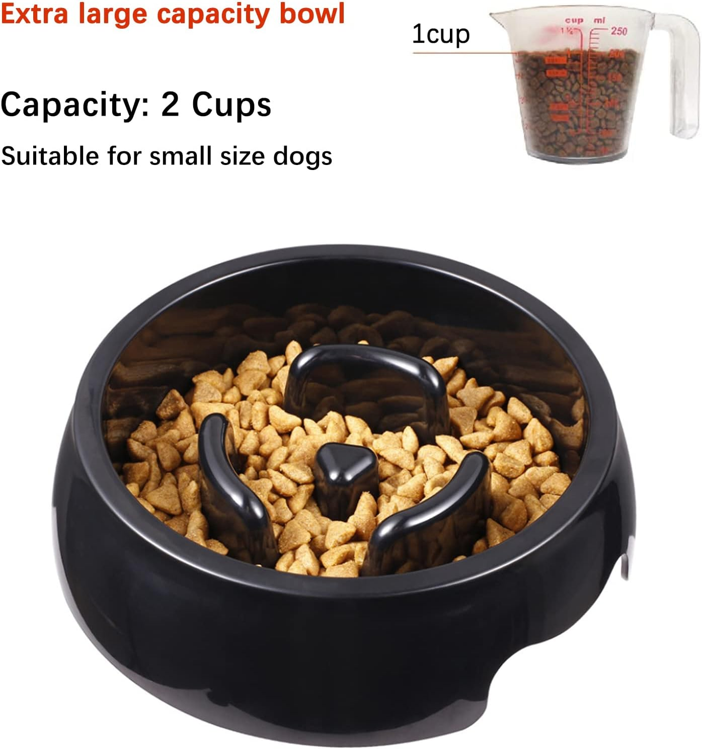 Slow Feeder Dog Bowls, Visuivit Pet Slower Food Feeding Bowls Hold 2 Cups, Stop Bloat Bowl Anti-Choking & Anti-Gulping & Fun Feeding Bowl (S) image number 6
