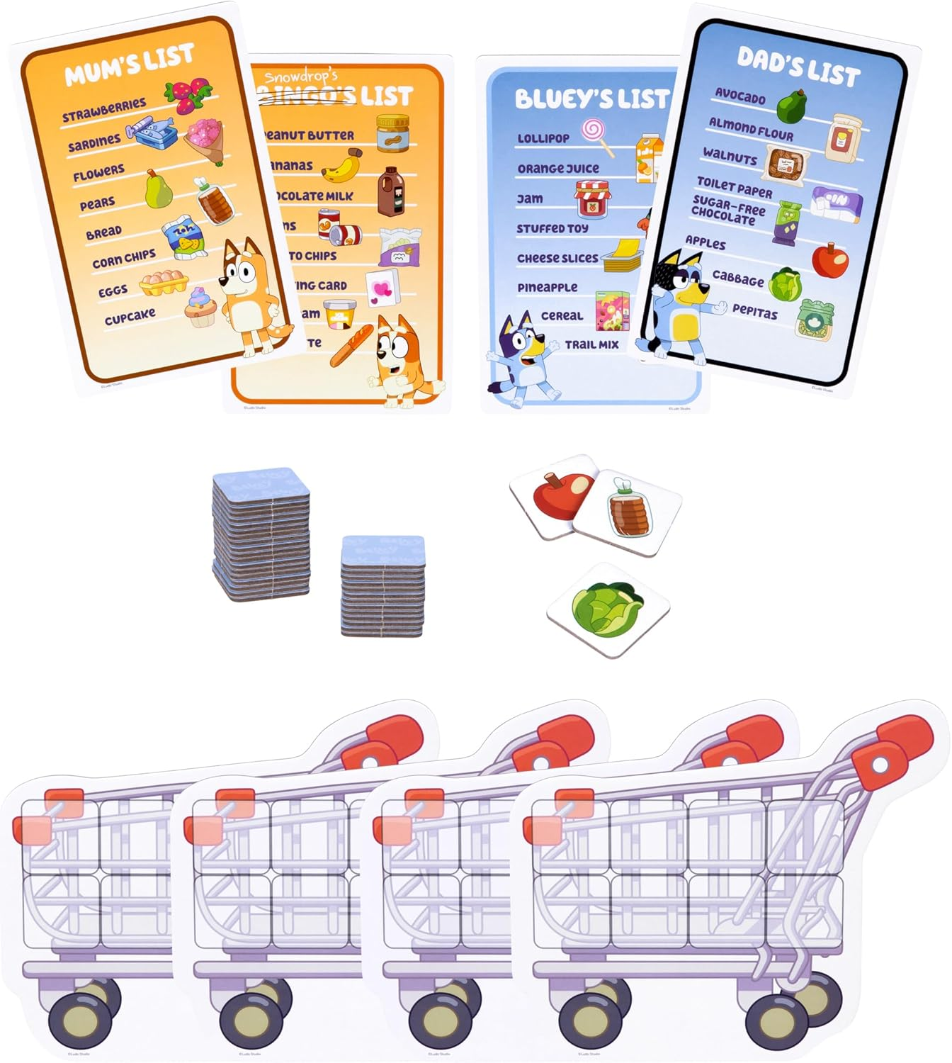 Bluey Shopping List Game, Join Bluey, Bingo, Bandit & Chilli on a Fun Supermarket Adventure, Race to Fill Your Trolley in This Fun Memory and Matching Game, for Ages 3+, 2-4 Players image number 6