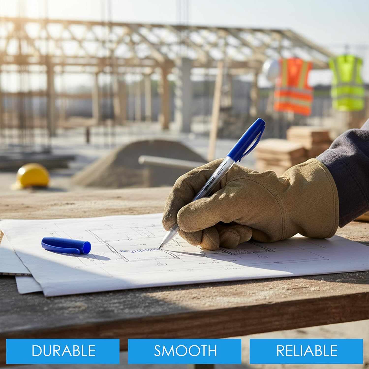 Premier Stationery Blue Ball Point Pen, Blue Ink, 1 X 100 Pack (100 Pens) | Smooth Writing | Ideal for Office, School, Study & Everyday Use image number 1