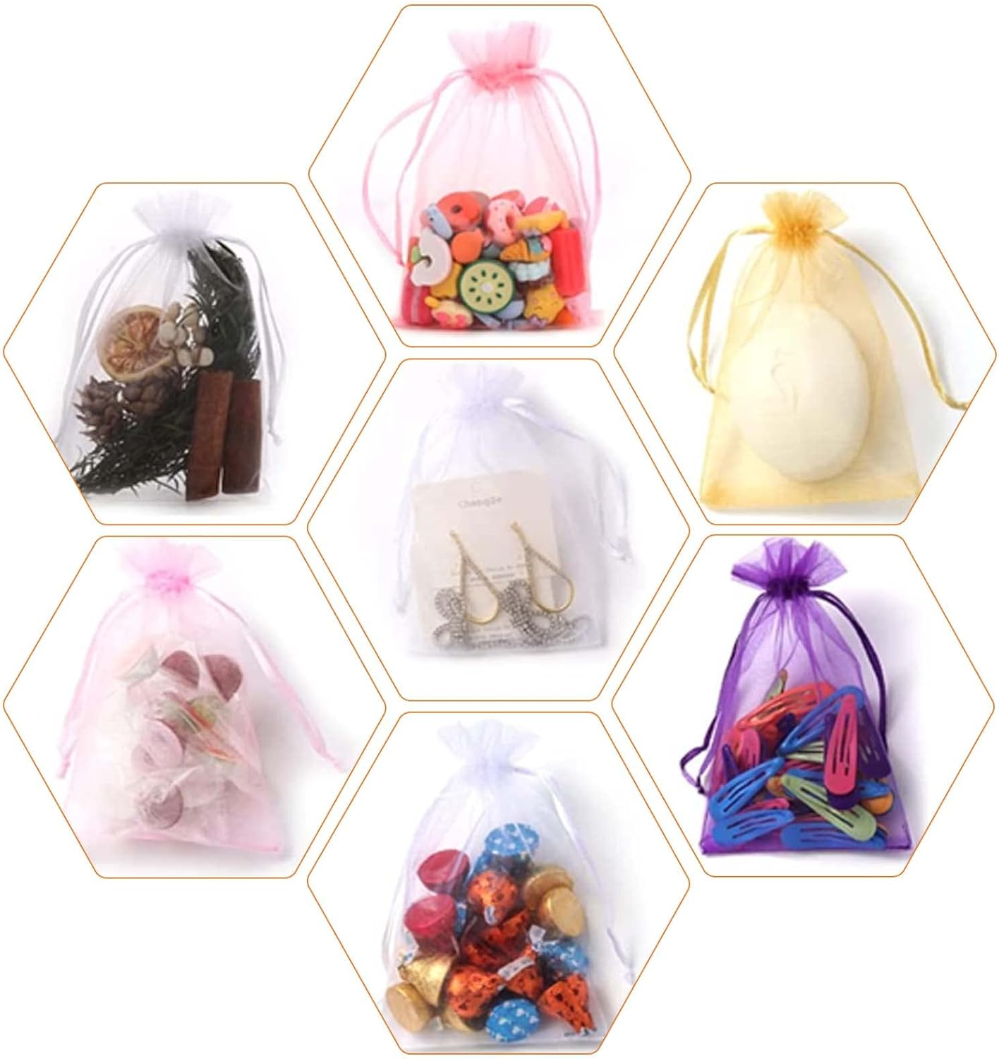 15 X 20 Cm Organza Bags Colourful Large Organza Bags Gift Jewellery Bags Jewellery Bags for Wedding Favours Pack of 50 image number 5