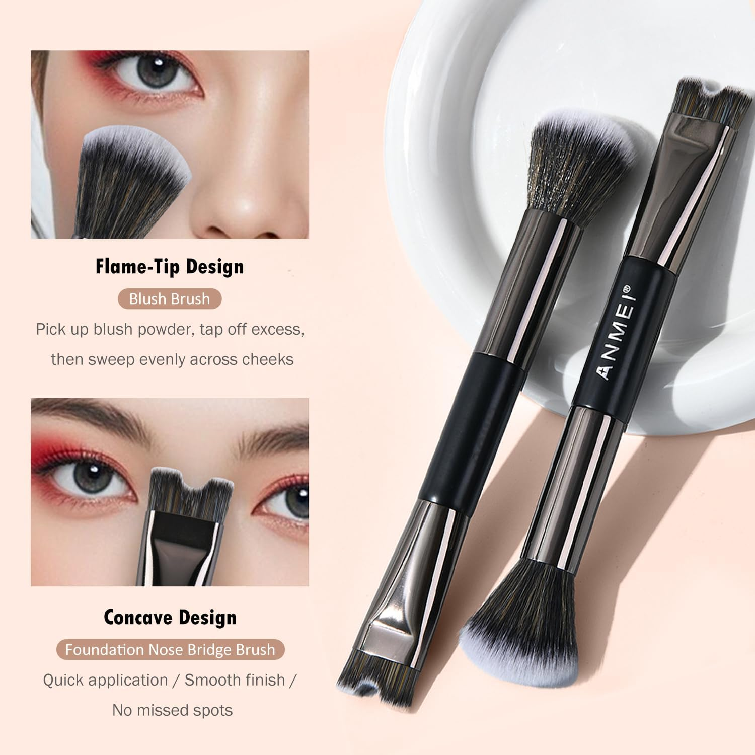 TORMEN 3 Pcs Nose Contour Brushes U-Shaped Angled Sculpting Makeup Tools for Precise Noses Definition Blending Highlighting for Women image number 2