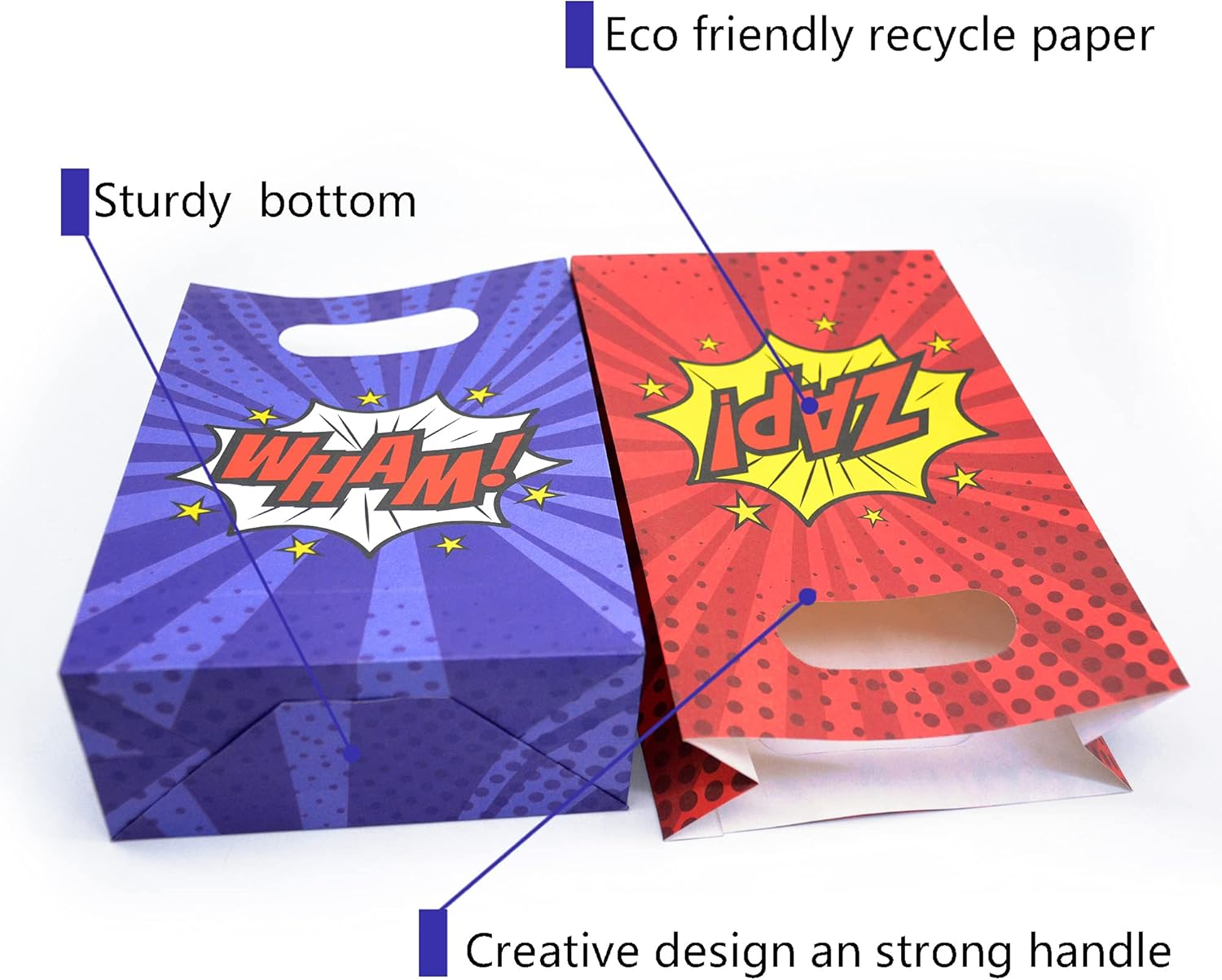 Superhero Party Supplies Treat Bags Kids Birthday Party Recyclable Cookie Candy Paper Favor Bags image number 5