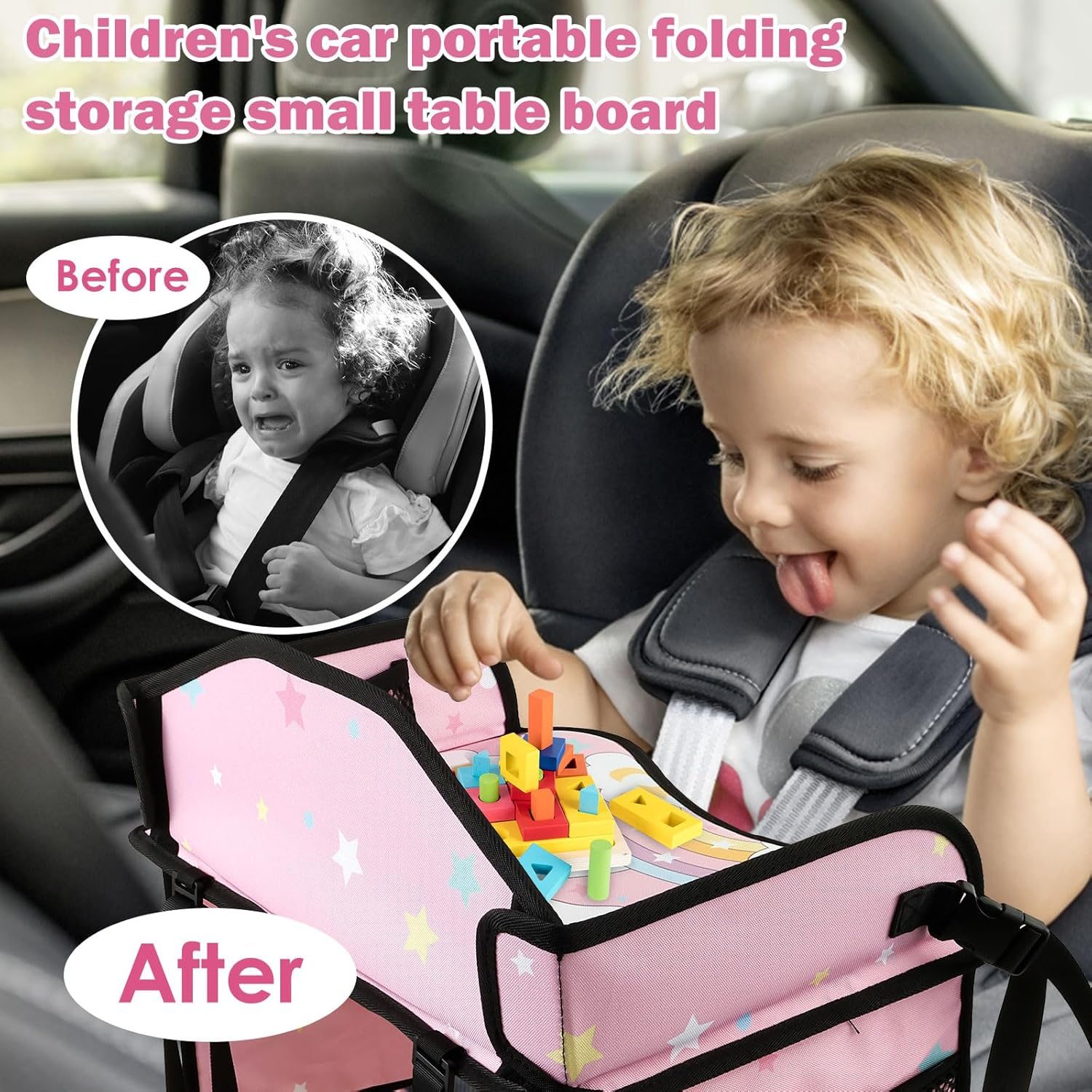 Enduring Car Seat Tray Portable Kid Travel Table Multifunctional Car Seat Tray Table for Children Road Trip Activity Kids Travel(Style2) image number 6