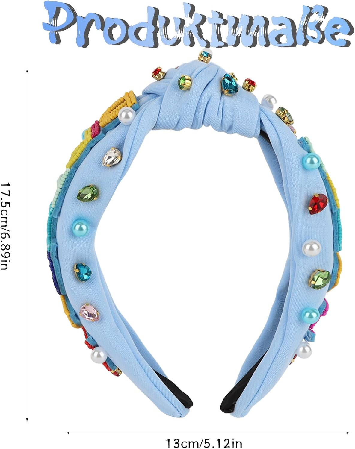 EXIPSAT Blue Birthday Crown Happy Birthday Headband, Colourful Beads & Stones Decorated Headband for Birthday Girls, Women'S Party Headpiece image number 2