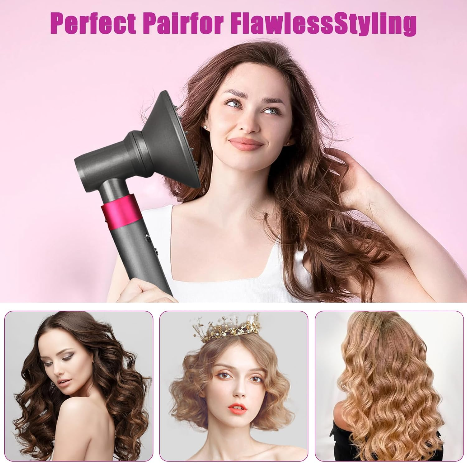 Hair Diffuser Attachment Nozzles for Dyson Supersonic Hair Dryer HD01 HD02 HD03 HD04 HD08 HD15 Tools Accessaries Parts, Black