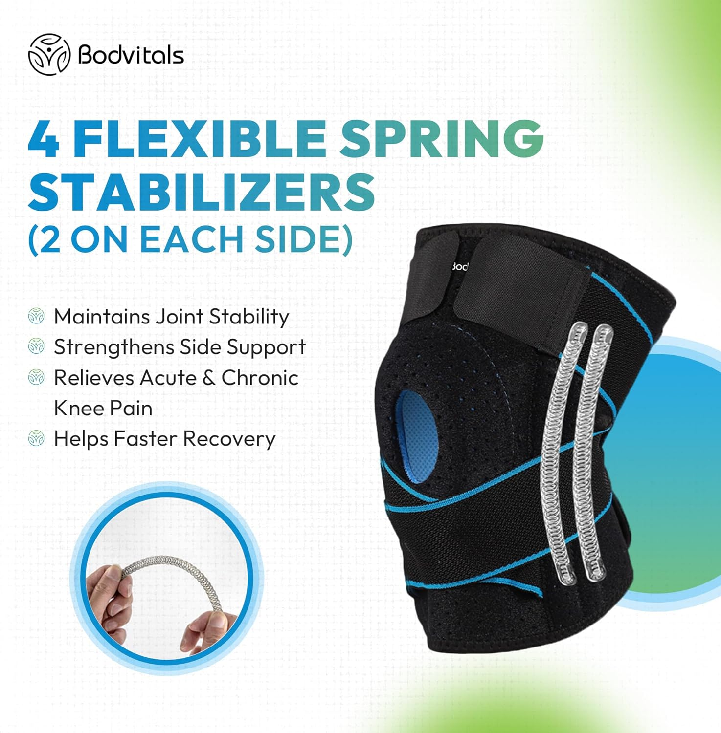 BODVITALS Knee Sleeve with Straps for Women & Men | Adjustable Knee Pads for Women & Men | Knee Compression Sleeve for Exercises | Knee Support for Weightlifting & Outdoor Sports Activities image number 2