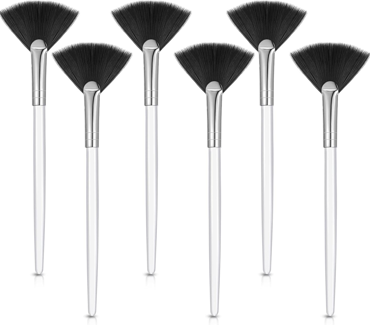 Maitys 6 Pieces Fan Mask Brushes Soft Fan Facial Mask Applicator Tools Brush Makeup Brushes Cosmetic Tools with Handle for Makeup Women(Purple Hair)