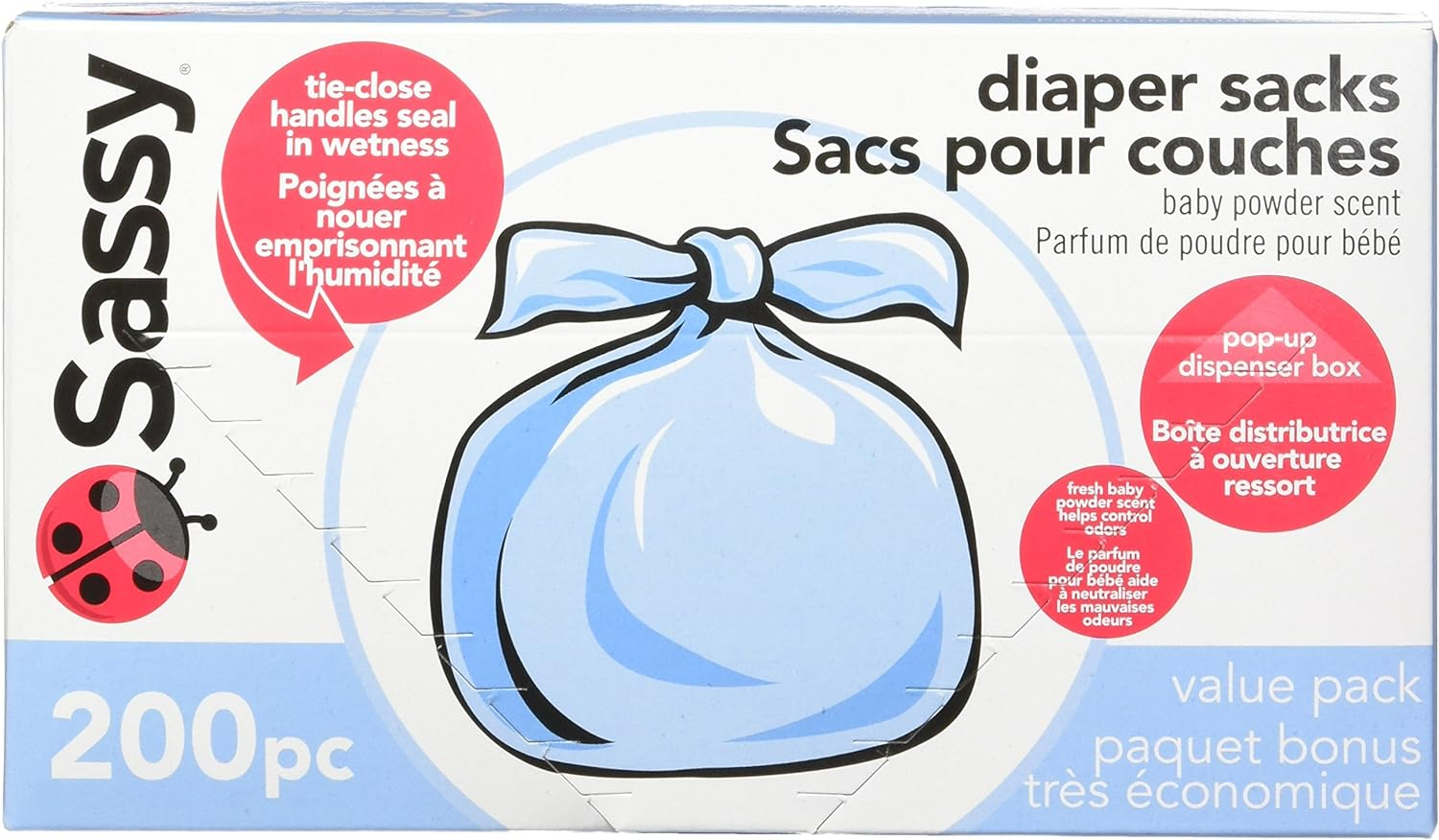 Sassy Baby Disposable Diaper Sacks, 200 Count, Packaging May Vary