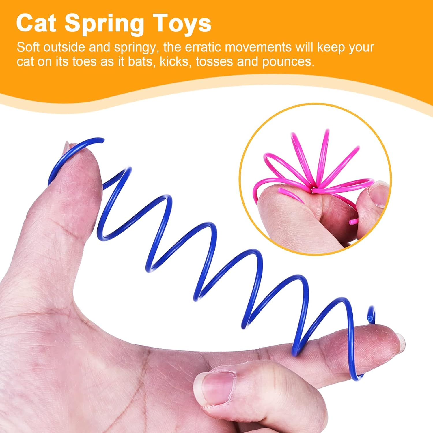 Delamiya Cat Spring Toy, Pack of 100 Cat Toys, Colourful Creative Plastic Spiral Springs for Cats, Interactive Toy for Cat, Novelty Toy for Biting, Hunting image number 2