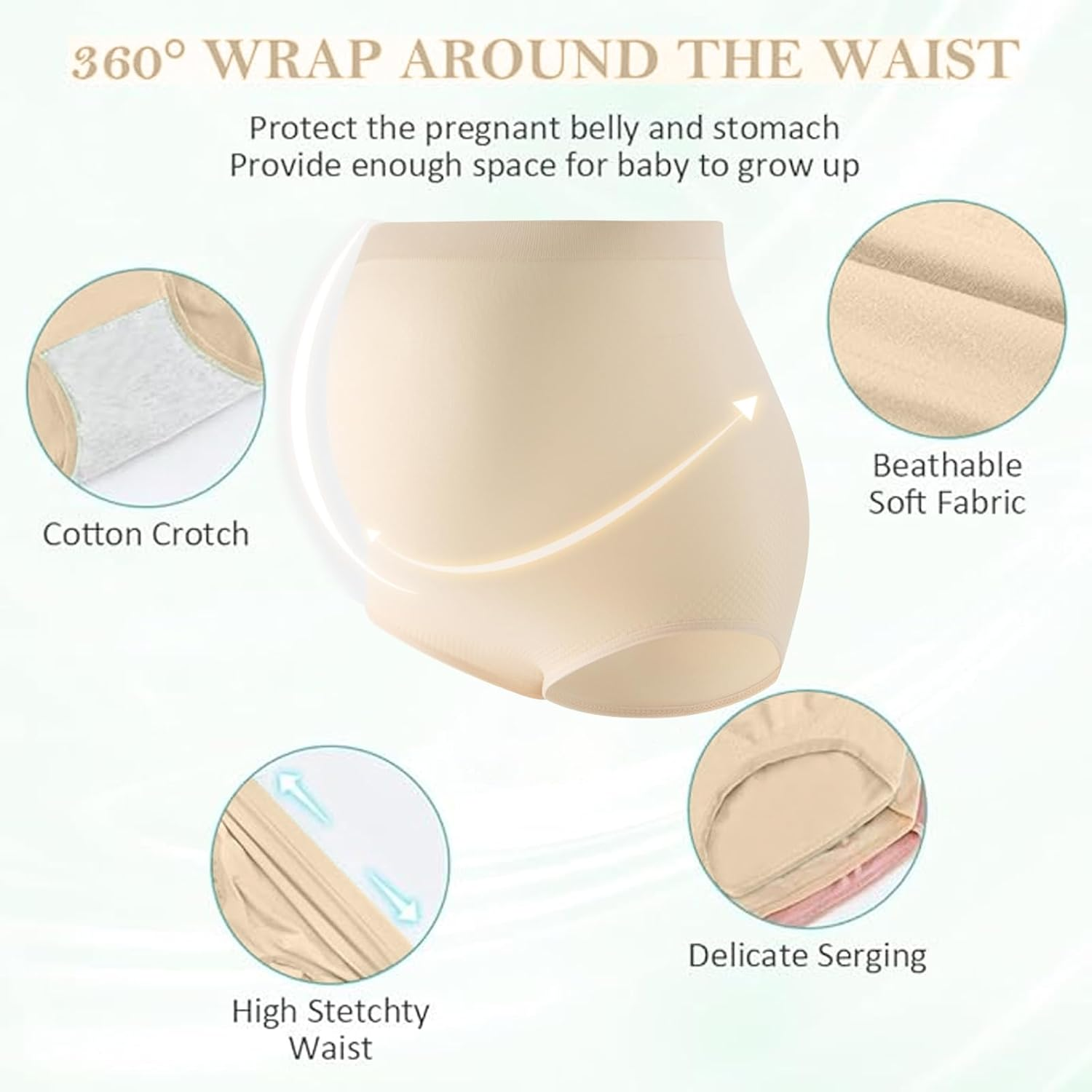 Women'S Maternity Knickers 4 Pack - High Waist Stretch Breathable Underwear for Pregnancy Comfort image number 5