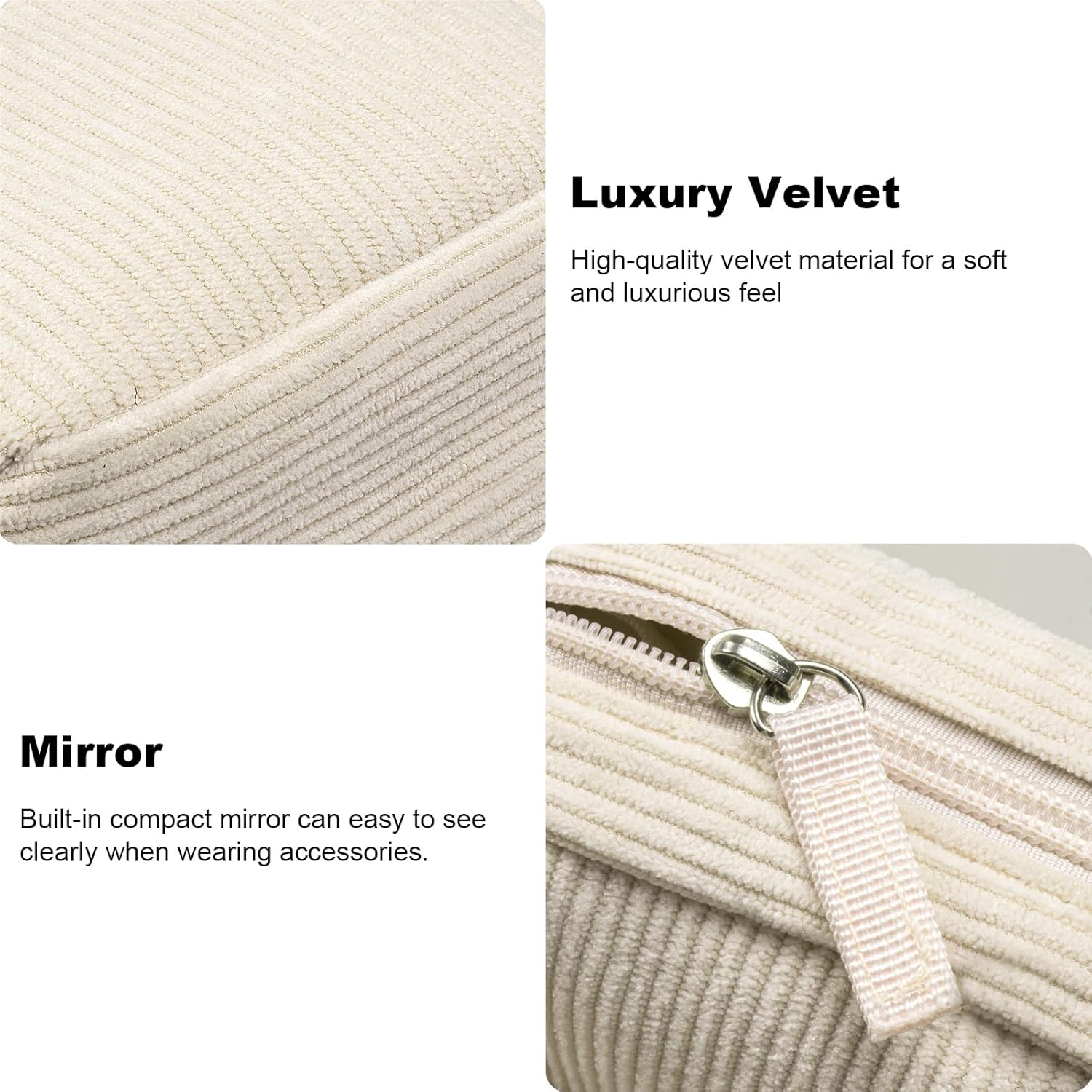 Small Makeup Bag for Women, Mini Makeup Pouch for Purse Large Corduroy Travel Cosmetic Bag Cute Toiletry Bag Travel Accessories Preppy Makeup Brushes Aesthetic Accessories Storage Bag - Large+Mini Pink image number 4