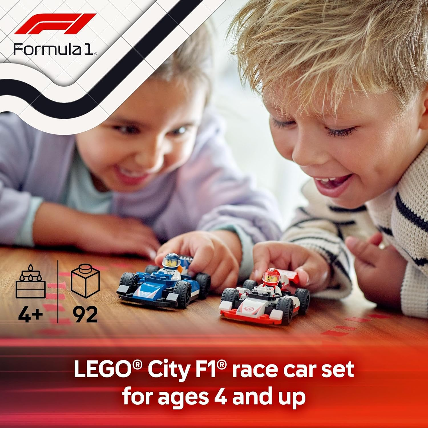 LEGO City F1 Williams Racing & Haas F1 Race Cars Building Toy for 4+ Year Old Boys, Girls & Toddlers, Formula 1 Construction Set with 2 Kids Toy Cars and 2 Driver Minifigures, Model Kit for Fans 60464 image number 2