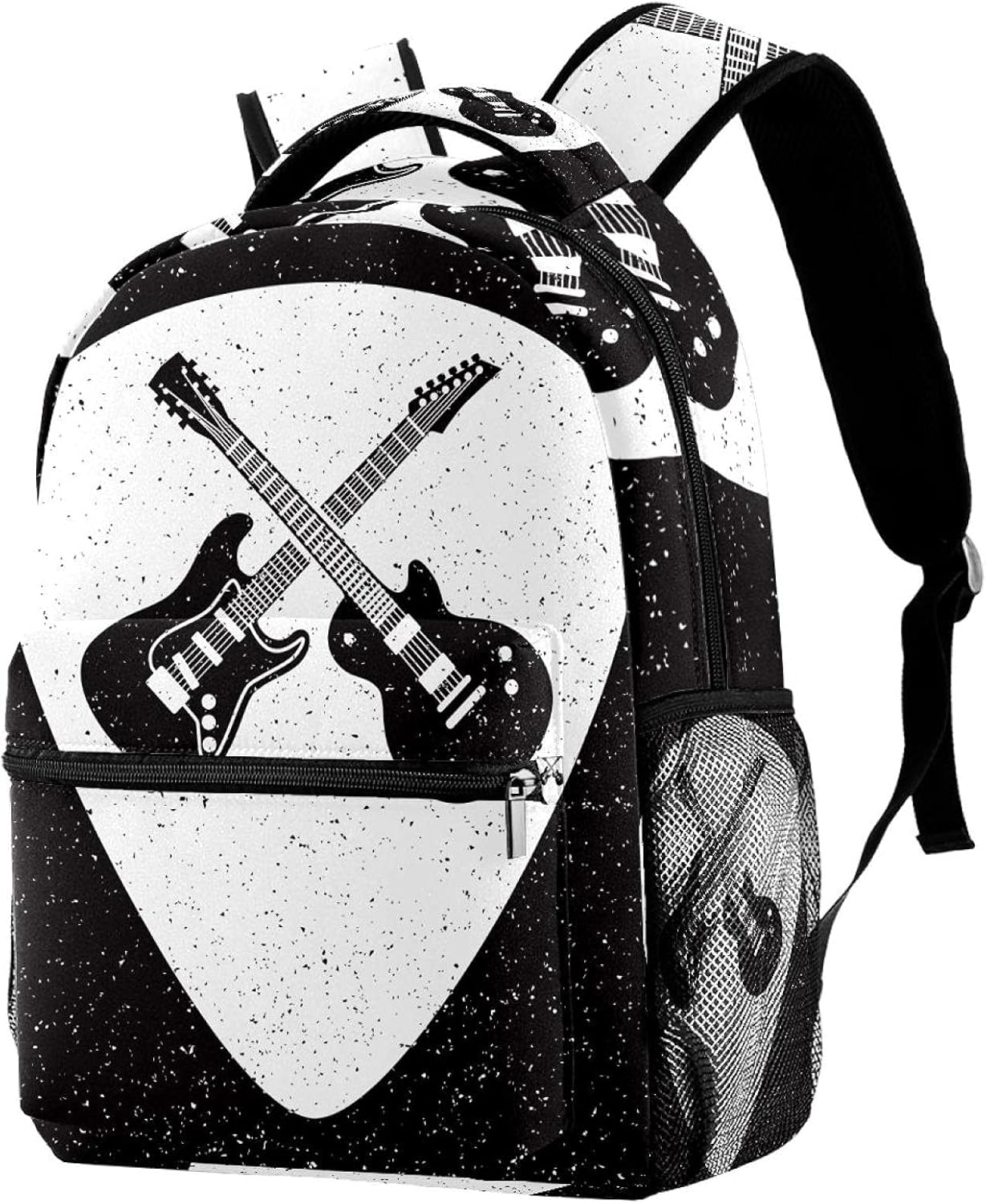 Rock Guitars Pattern Backpack Students Shoulder Bags Travel Bag College School Tote Backpacks image number 4