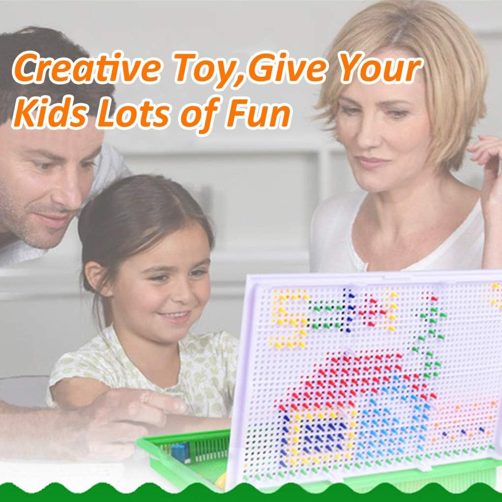 Lemical 380 PCS Creative Jigsaw Puzzle Mushroom Nails Pegboard Mosaic Kit Develop Intelligence Educational DIY Building Block Brick Toy for Kids -Upgraded Version image number 1