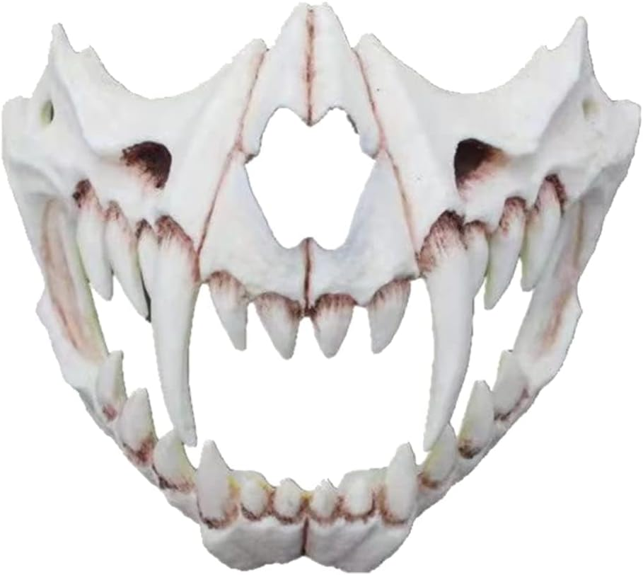 JDFHFGB Japanese Halloween Mask, Oni Animal Skull Half Mask for Halloween & Cosplay, Decorative Bone Costume Mask for Adults, Themed Parties & Collectors image number 5