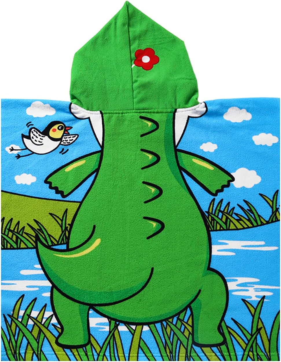 Kids Hooded Beach Towel for Age 1-6 Years Toddler Baby Boys - Soft Microfiber Super Absorbent Poncho Towel, Multi-Use for Bath/Swim/Pool/Shower 23.6 X 23.6 Inch image number 3