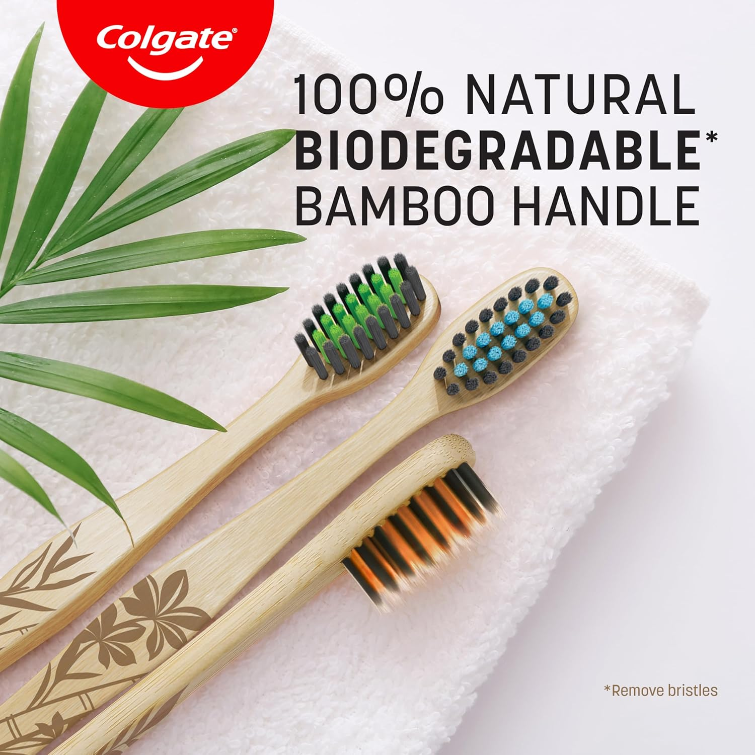 Colgate Bamboo Charcoal Manual Toothbrush, Value 2 Pack, Medium Bristles, 100 Percent Biodegradable Bamboo Handle, BPA Free image number 6