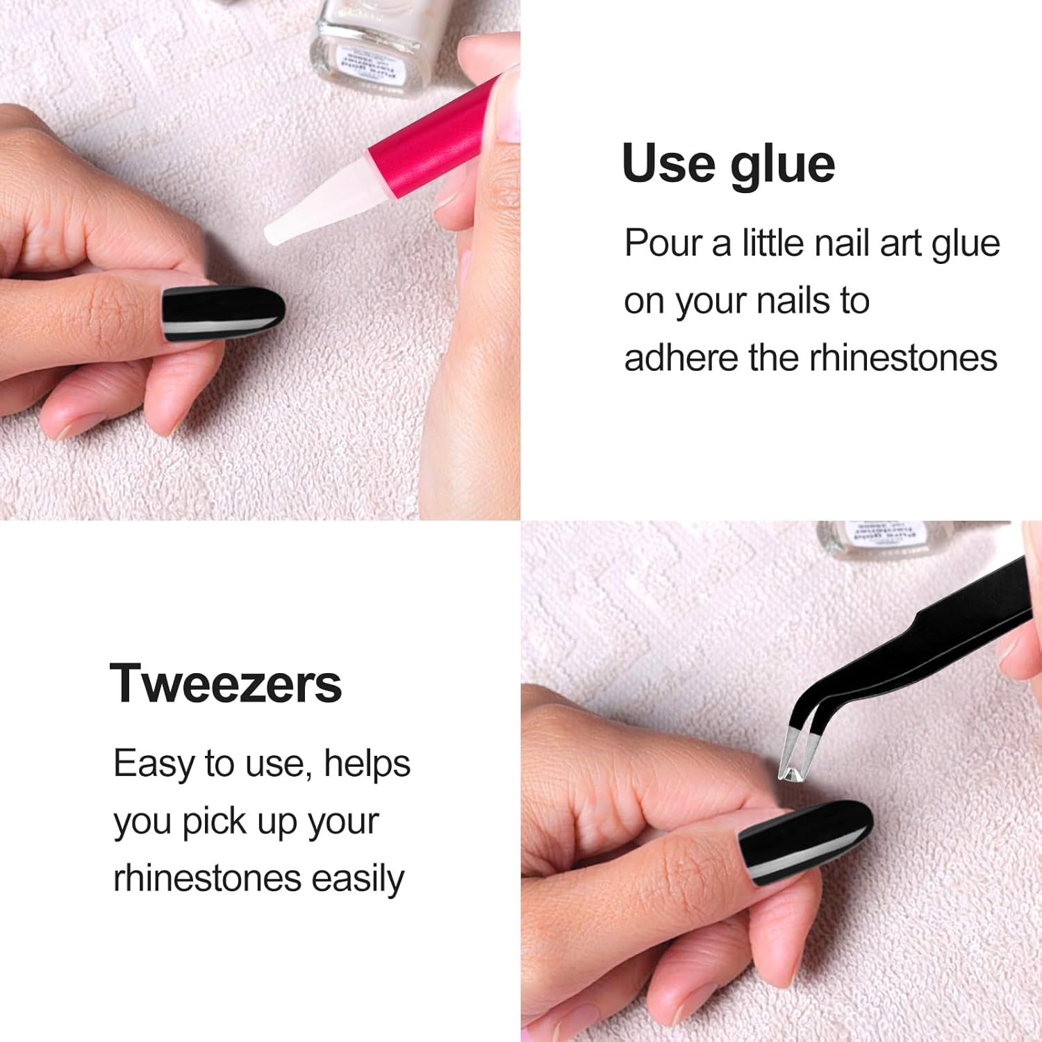 Sularpek Sularpek 1440 Pcs Rhinestones, Nail Gems, Flat Back Gems, Crystal Nail Art Rhinestones, with Pick up Tweezers and Rhinestone Picker Dotting Pen, Nail Art Tools for Crafts Nail and Face