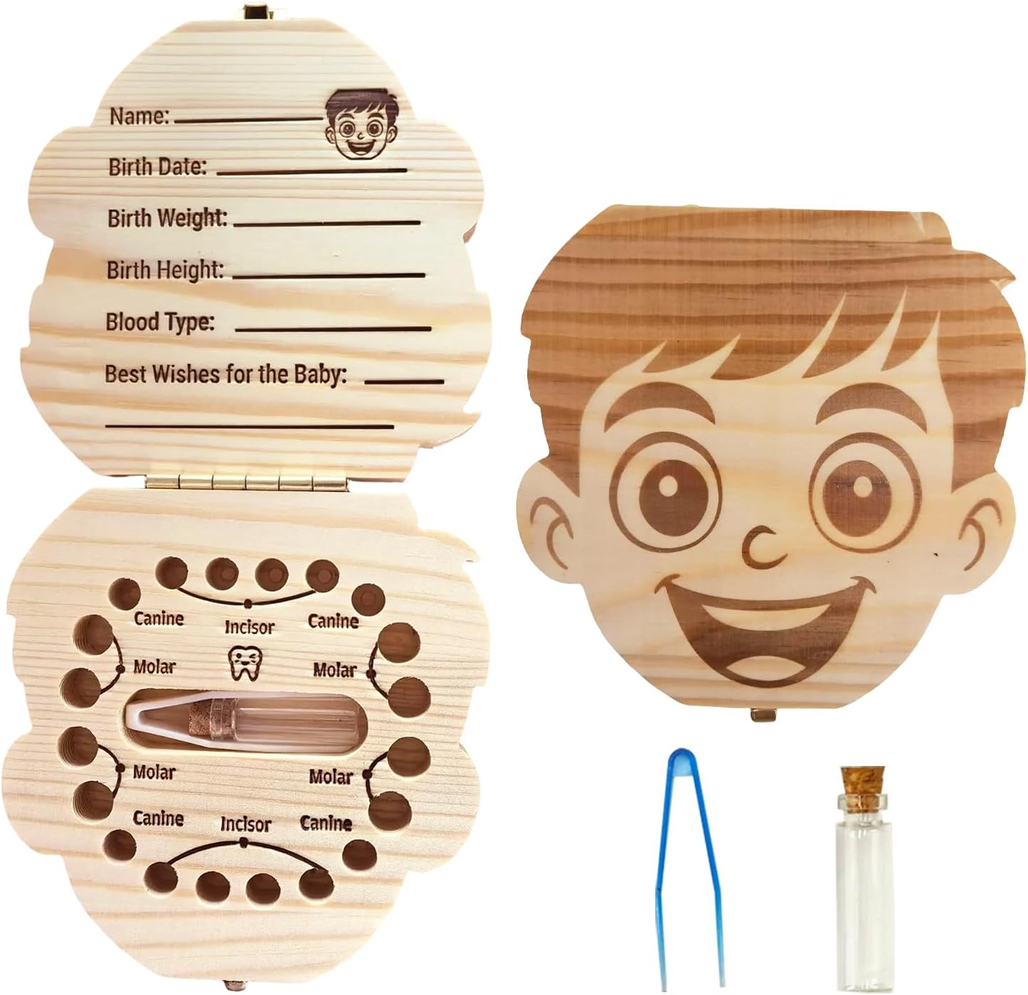 PAMBO Baby Tooth Fairy Keepsake Box- First Teeth and Curl Keepsake Box | Tooth Boxes Saver & Holders for Lost Teeth Kids-Girls