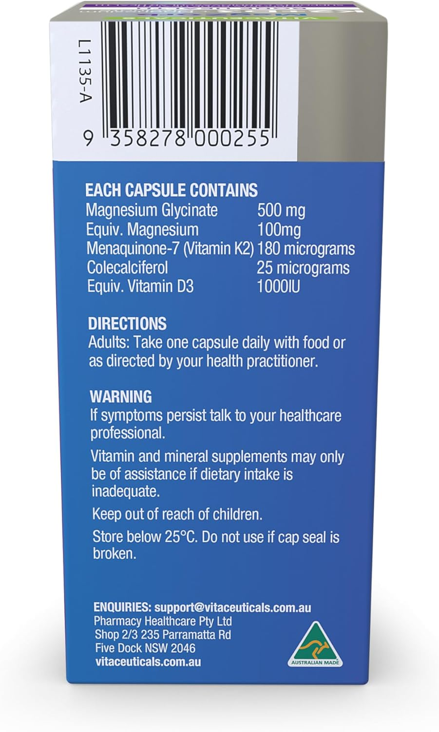 Magzorb K2 + D3 + Magnesium by Vitaceuticals | Daily Support for Bones, Heart, Muscles & Immunity | 60 Tablets | Made in Australia image number 2