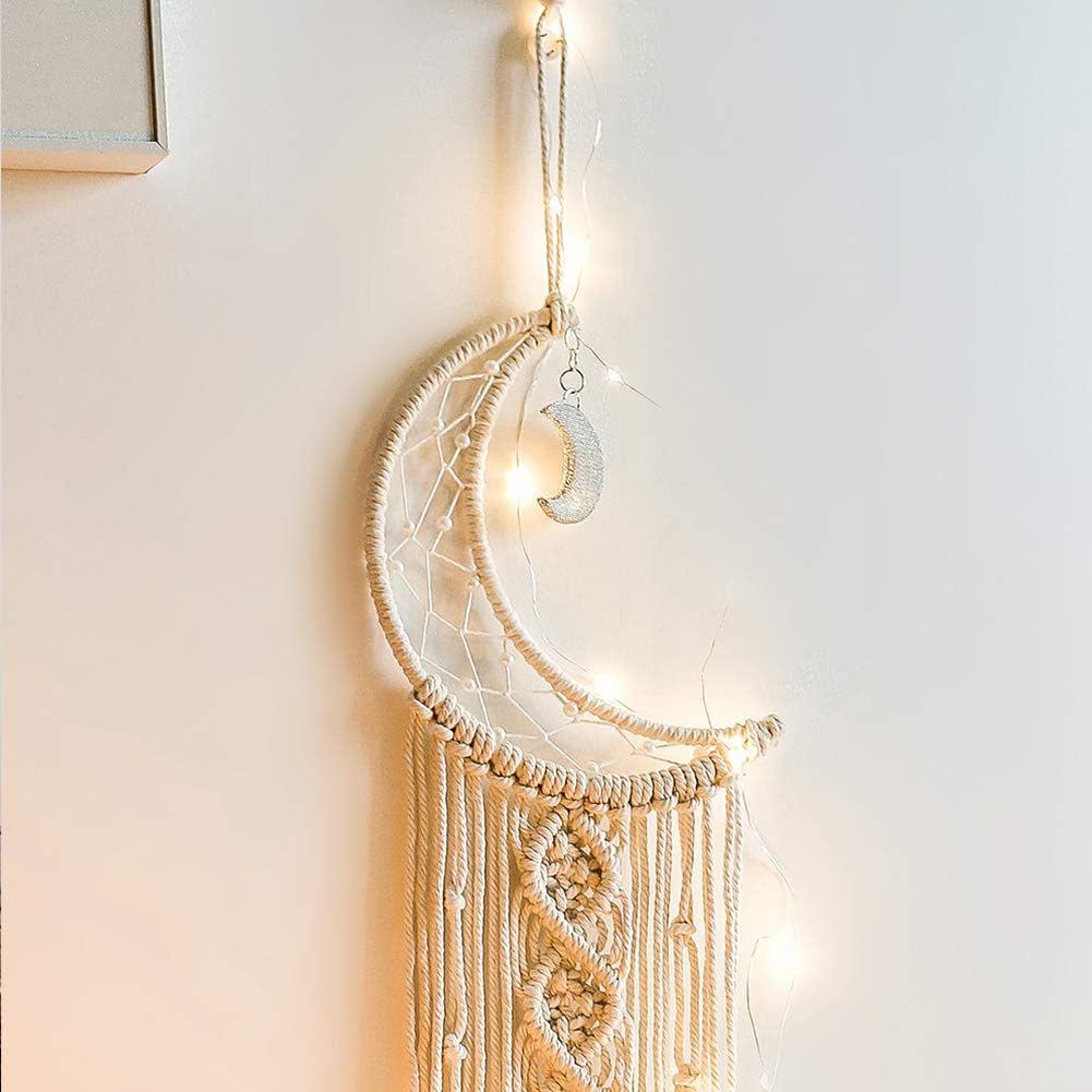 Dsaren Macrame Dream Catcher Wall Hanging Tapestry Moon Dreamcatcher Boho Home Decorations Wedding Ornament Craft Gift (Moon) image number 1