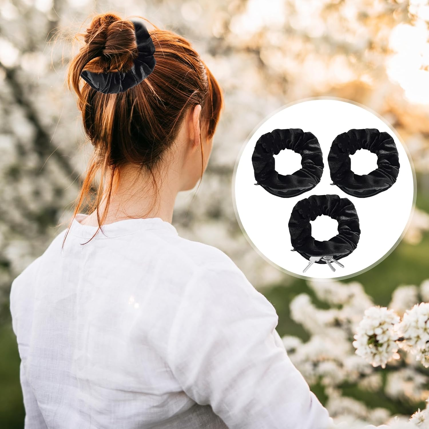 Pack of 3 Hair Bobbles with Zip, Valuables Hiding Place Beach, Money Hiding Place Scrunchies Holiday, Gadgets Hair Bobbles Safe, Scrunchie Women'S Essentials, for Gadget, Money Travel, Hiding on The image number 6