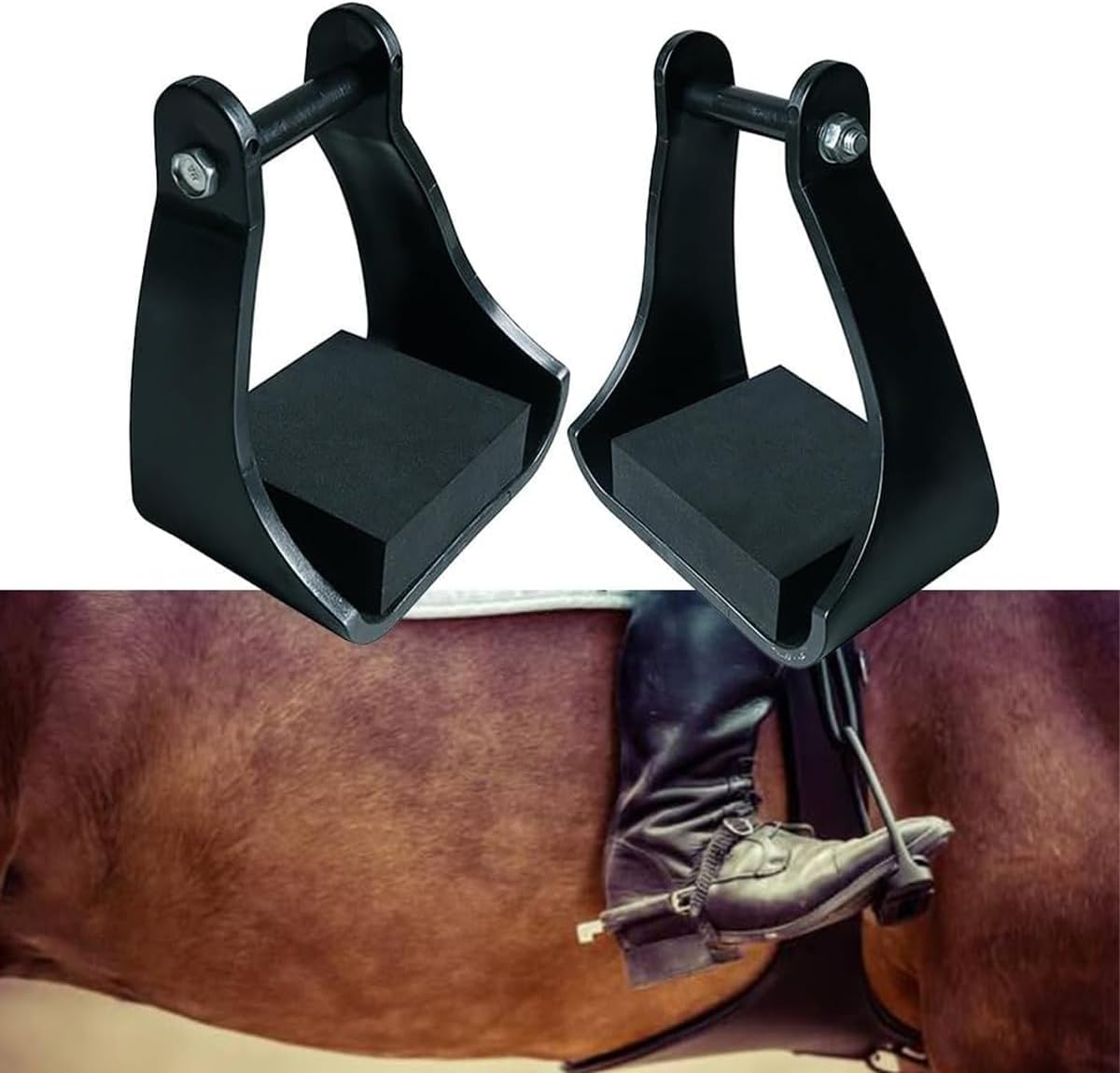 AIMALL 2Pcs Adult Western Stirrups with High-Density Foam Tread, 3.74&times;5.51In POM Plastic Riding Stirrups, Lightweight Anti-Slip Foot Support for Equestrian Saddle