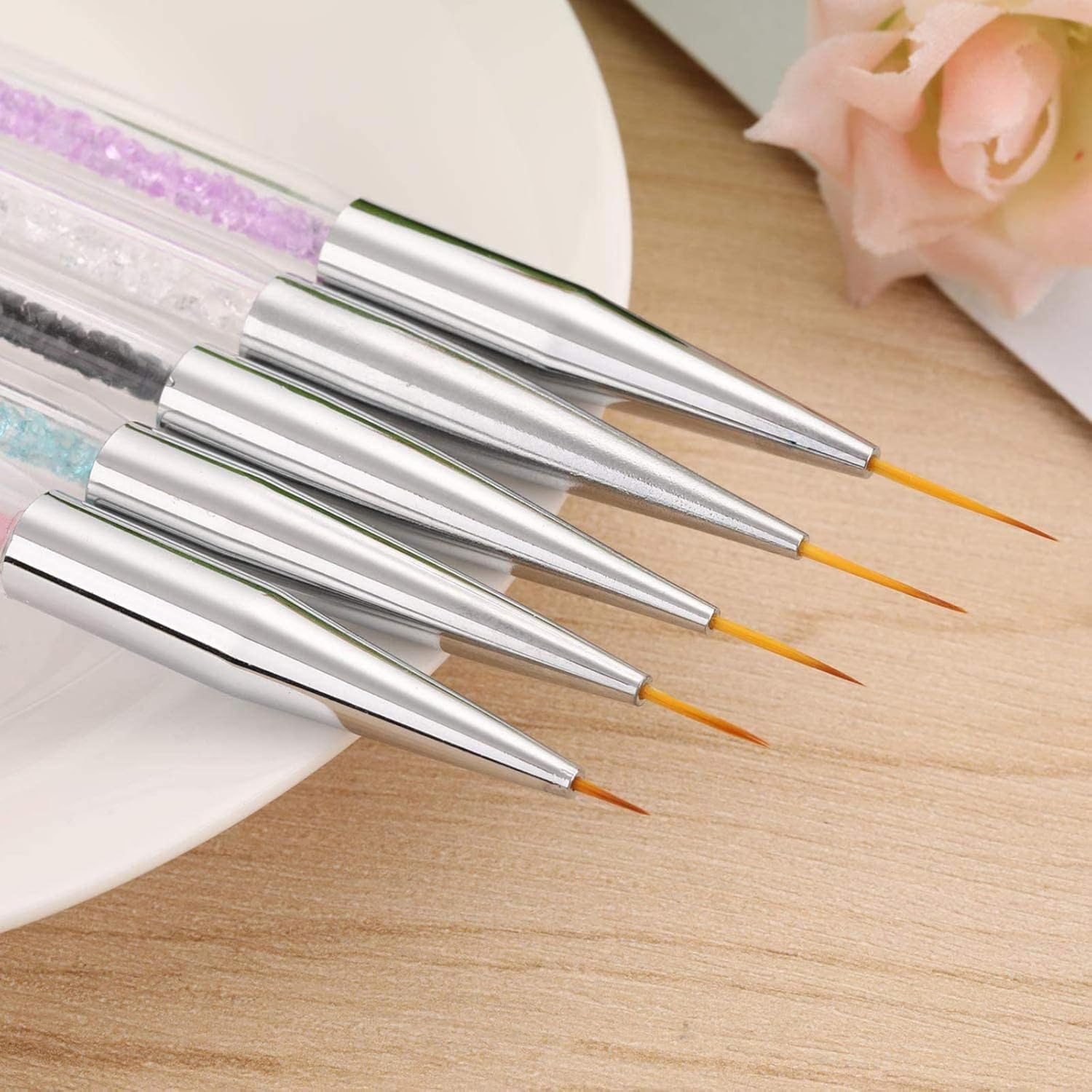 5 Pieces Nails Arts Liner Brushes Nail Design Dual Ended Painting Brush Pen