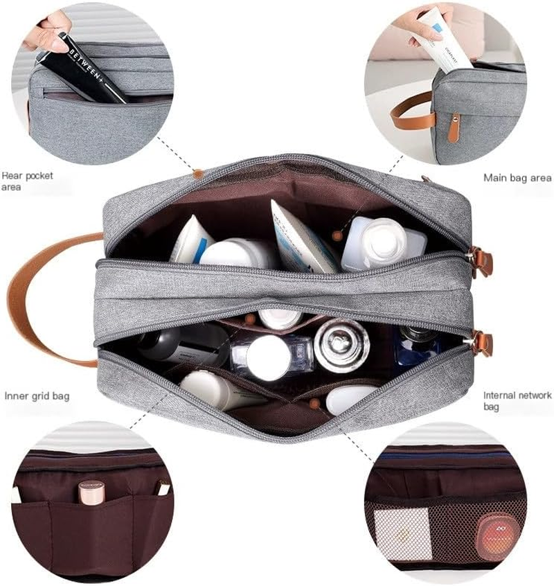 Travel Toiletry Shaving Bag for Men, 1Pc Water Resistant Oxford Cloth Shave Hanging Dopp Kit,Water Resistant Canvas Shaving Bag Toiletry Bag,Oxford Cloth Toiletry Bag Shave Bags,Grey