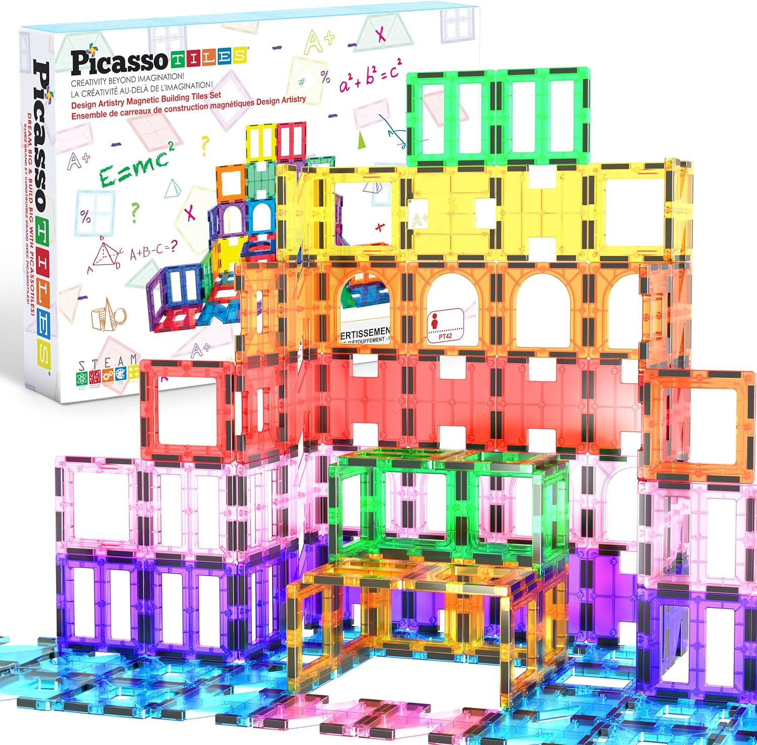 Picassotiles PT42 Designer Artistry Kit 42Pcs Set Magnet Building Tiles Clear Color Magnetic 3D Building Block - Creativity beyond Imagination! Educational, Inspirational, Conventional, Recreational image number 5