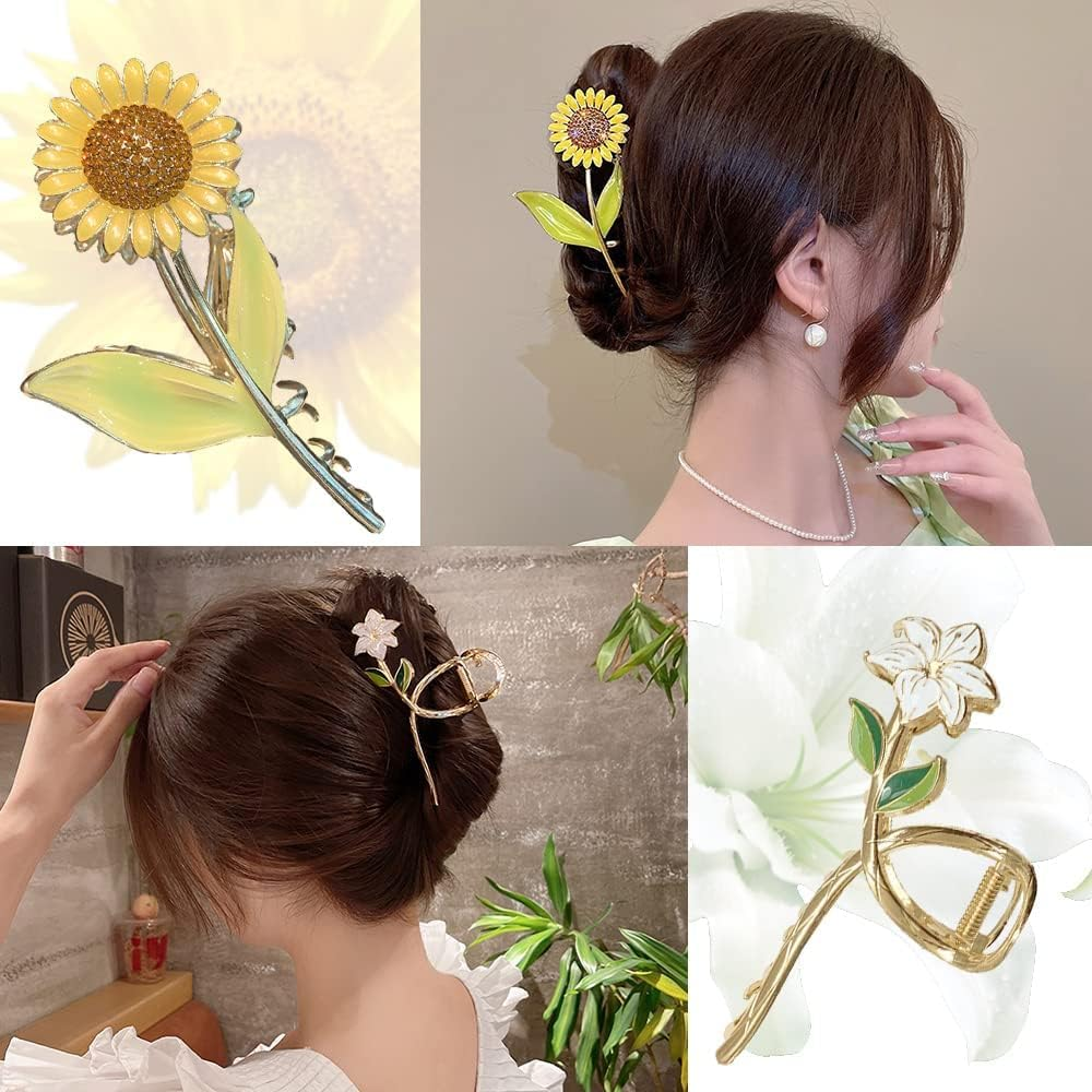 Large Flower Hair Clip Large Non-Slip Hair Clips Strong Hold Hair Accessories for Women Girls Hair Clips image number 1