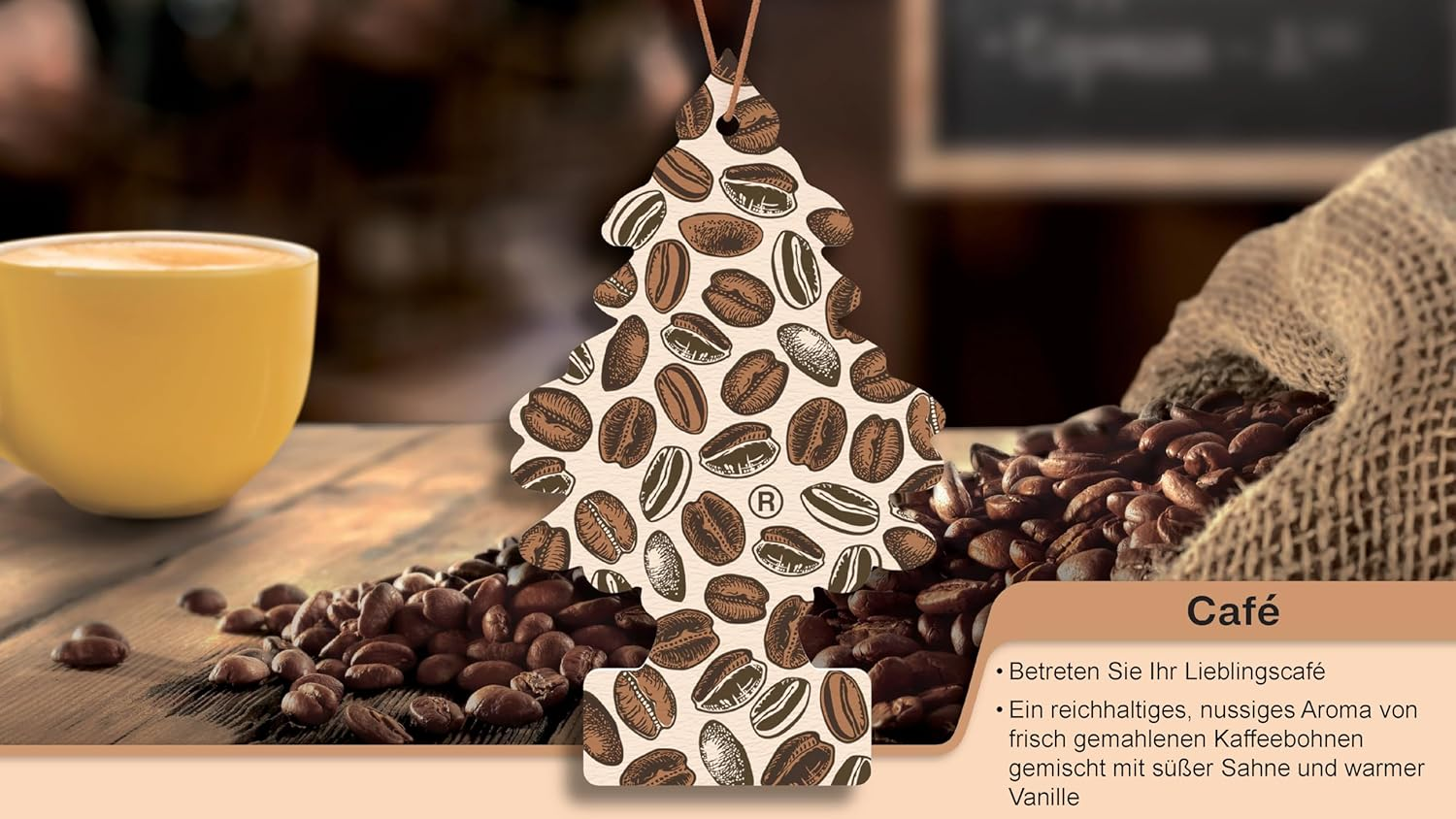 WUNDER-BAUM Car Air Freshener I Pendant for Long Lasting Fragrance in Car or Home I Cafe 1 Piece image number 6